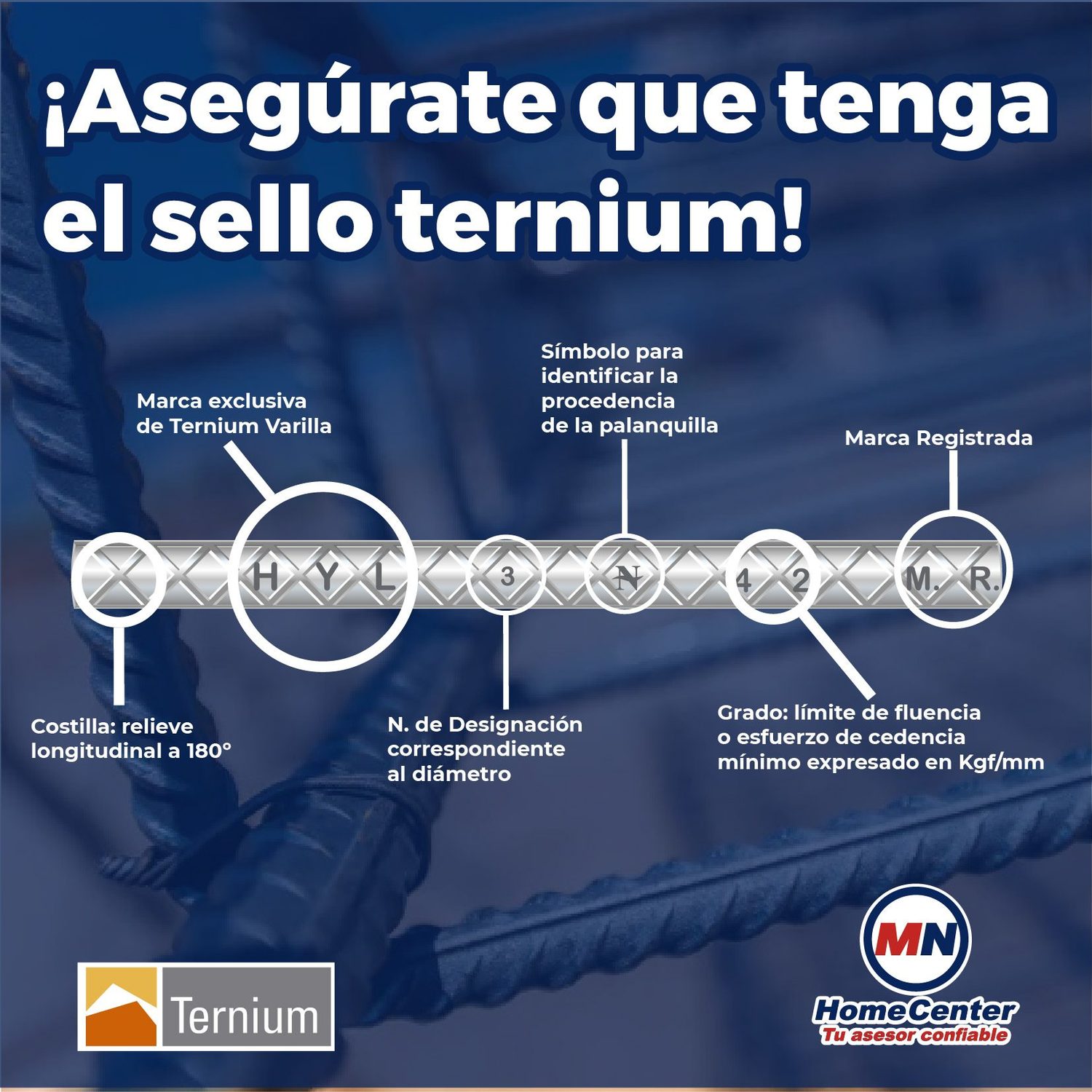 Varilla Recta Ternium núm 12 1½ pulg x 12 ml