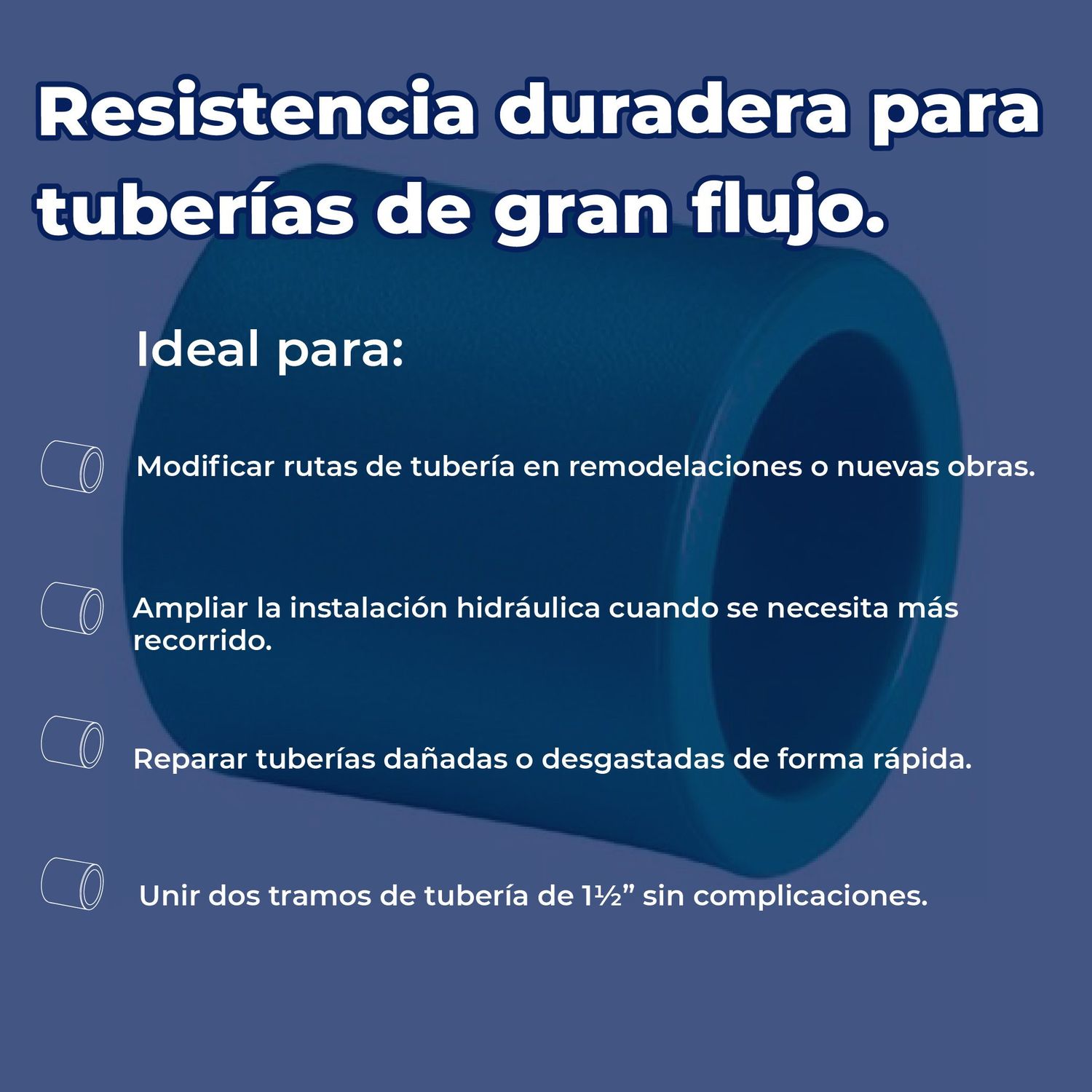 Cople Tuboplus 1½ pulgada Rotoplas para Instalación Hidráulica