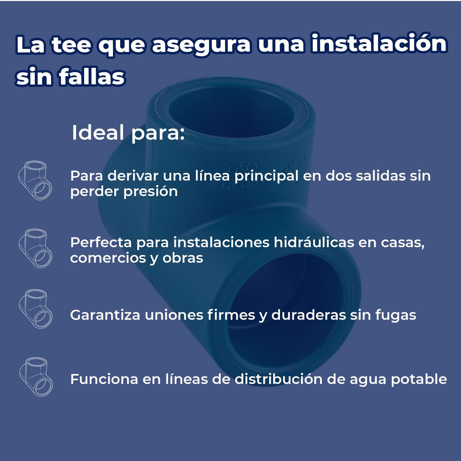 Tee Tuboplus Rotoplas 1¼ pulg para Instalaciones Hidráulicas