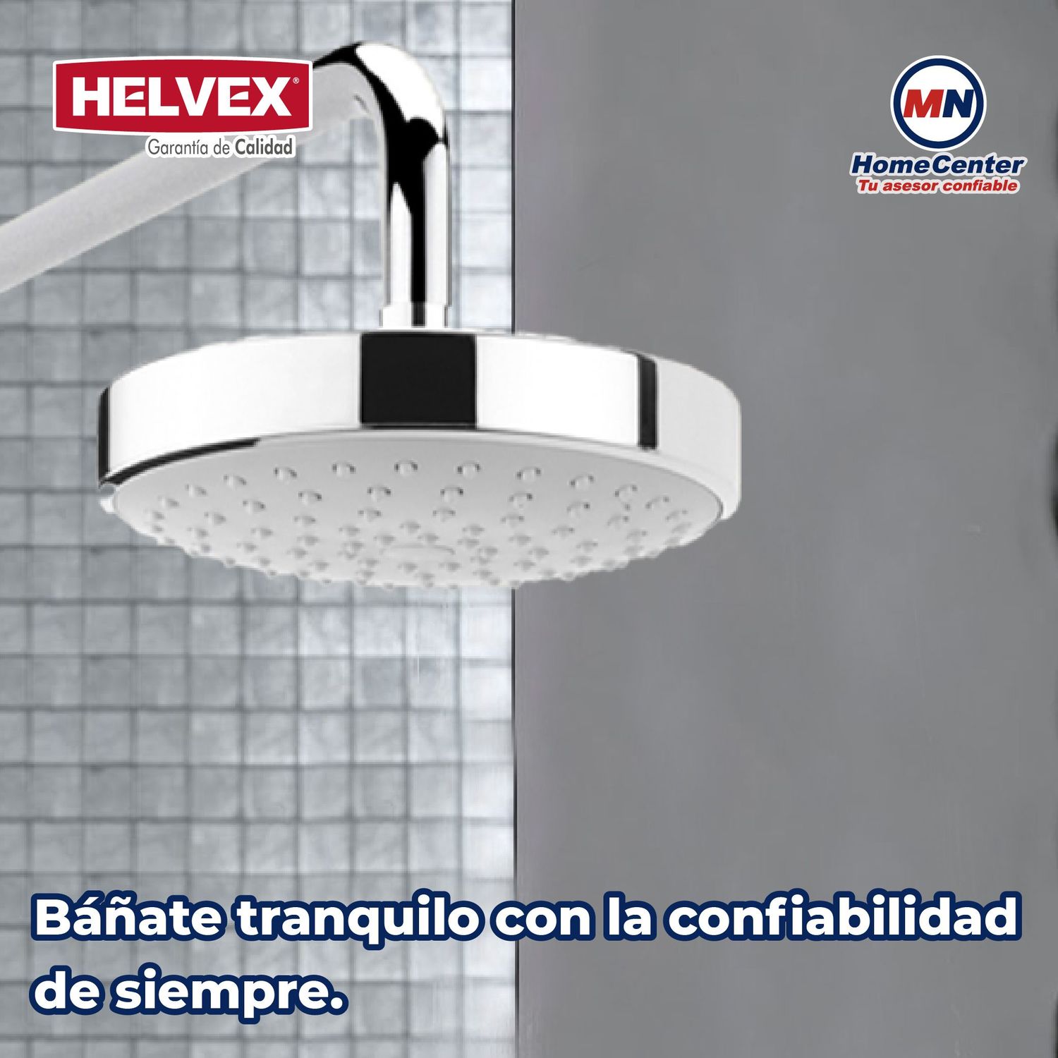 Regadera Redonda de Chorro Fijo Plato Ancho de 7" Helvex H-3003