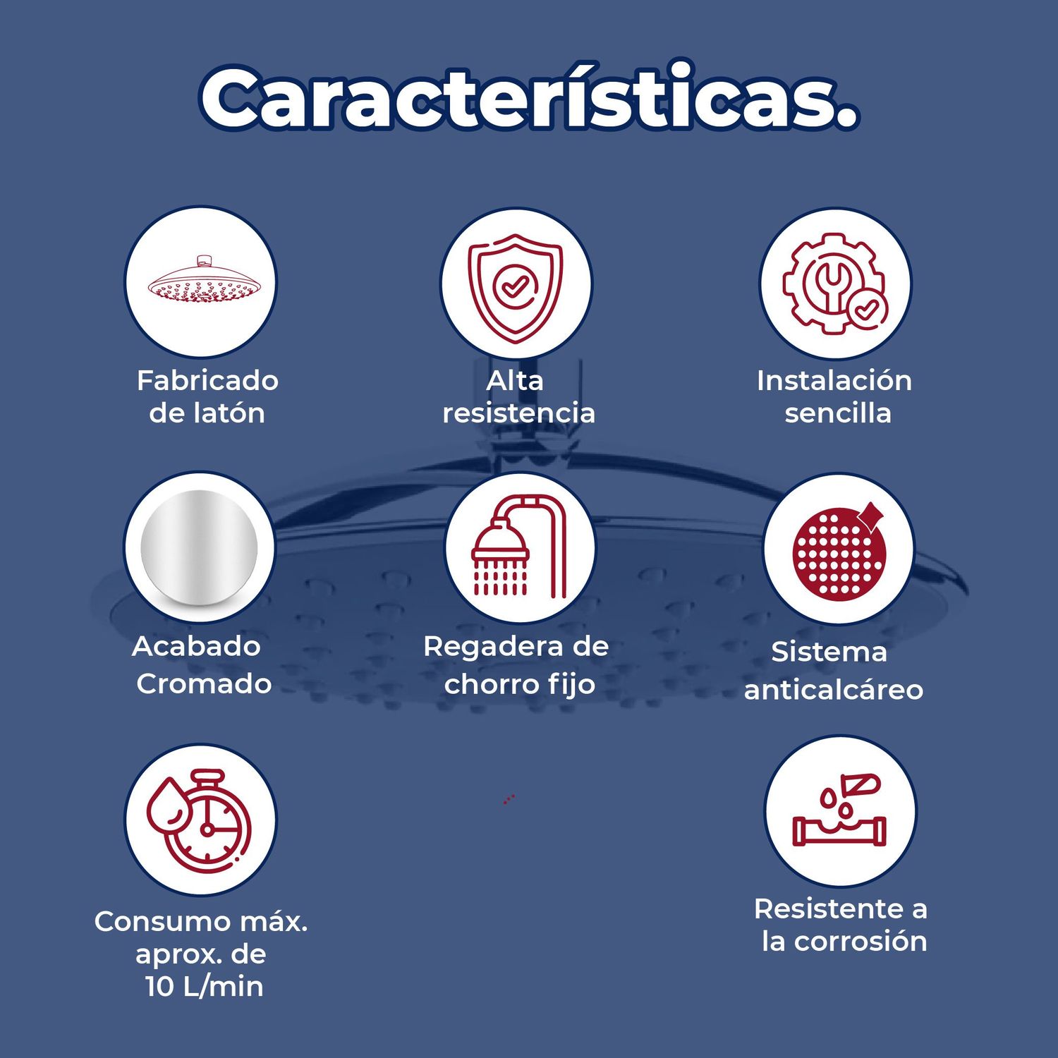 Regadera Redonda 7" de Chorro Fijo Plato Ancho Helvex H-3004