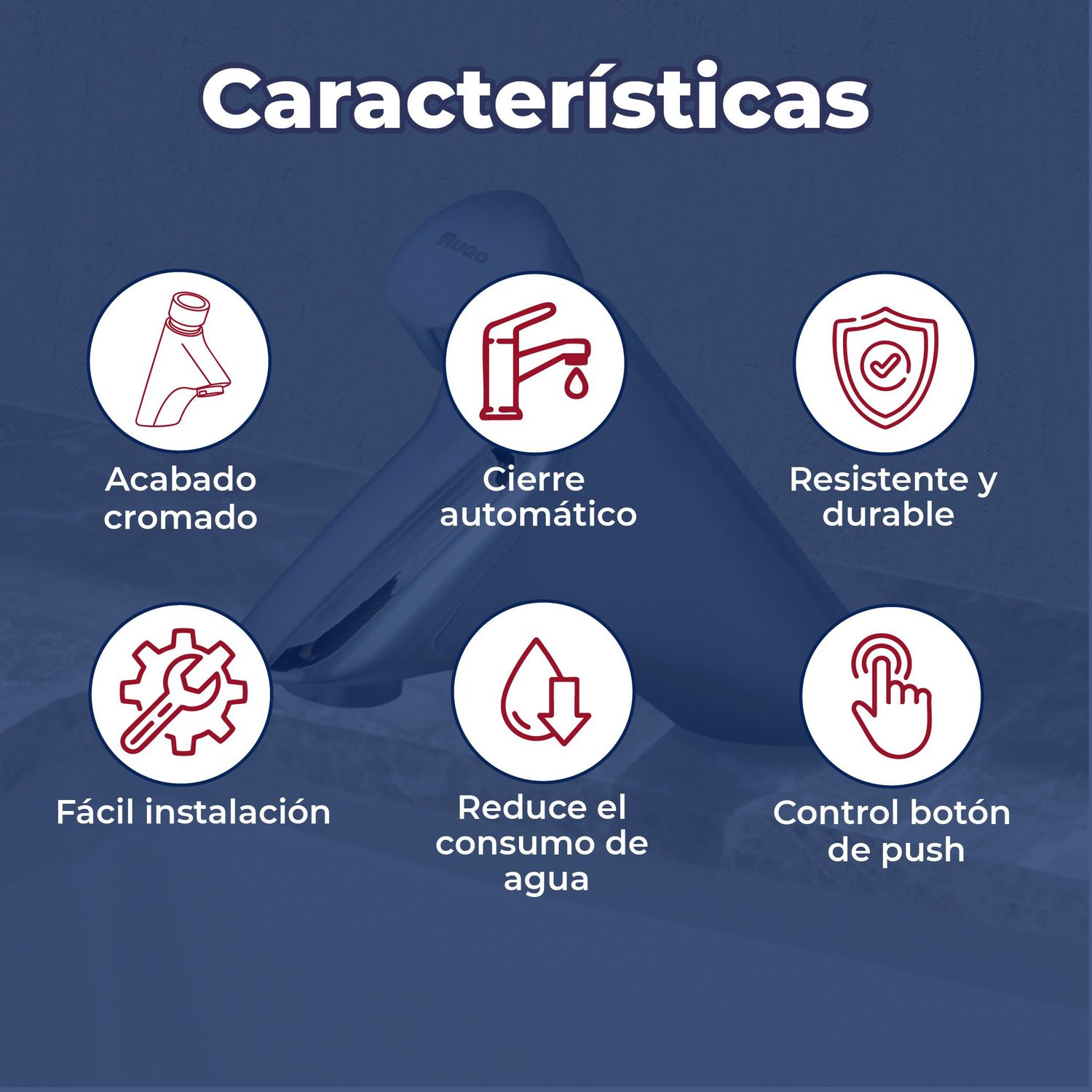 Llave Temporizadora Para Lavabo Cromo Rugo