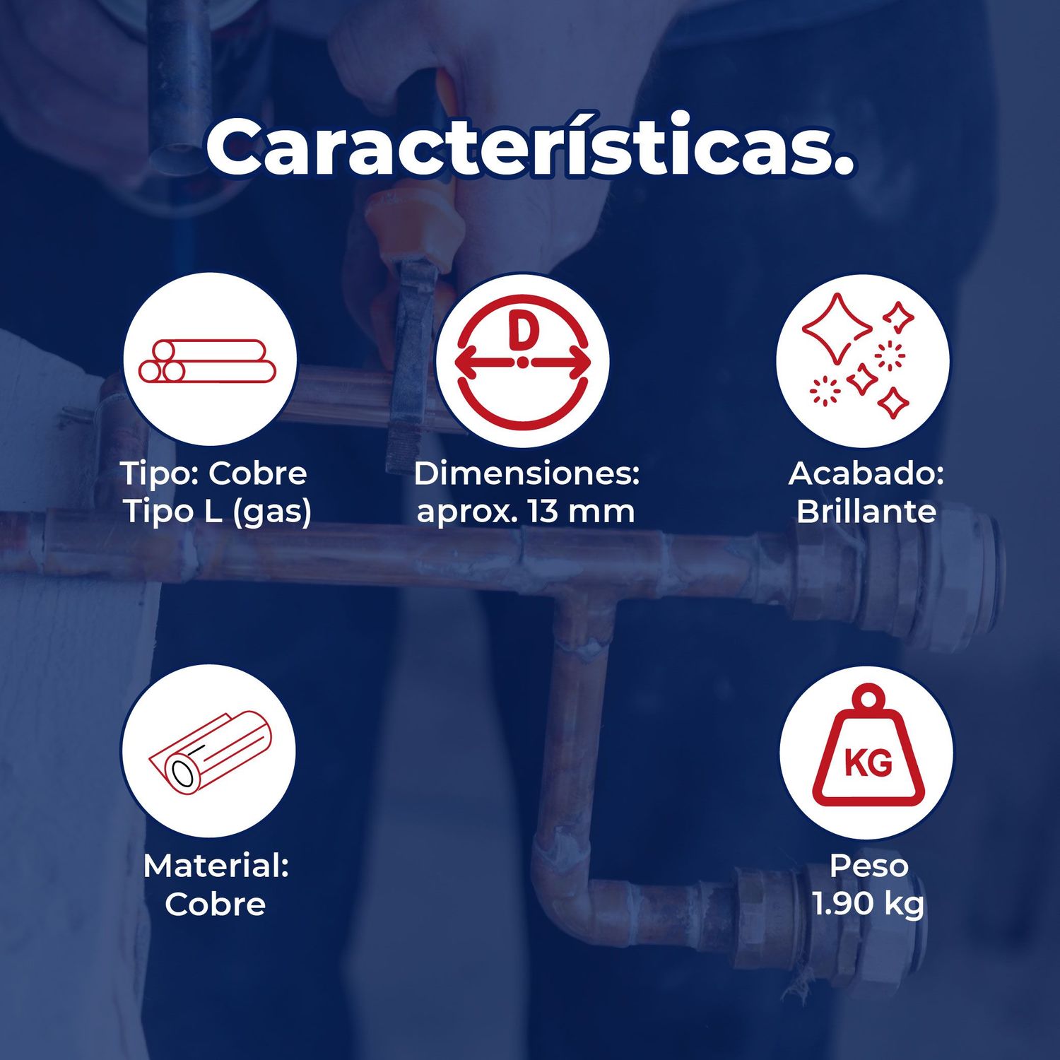 Tubo de Cobre tipo L ½ pulg 6.10 m