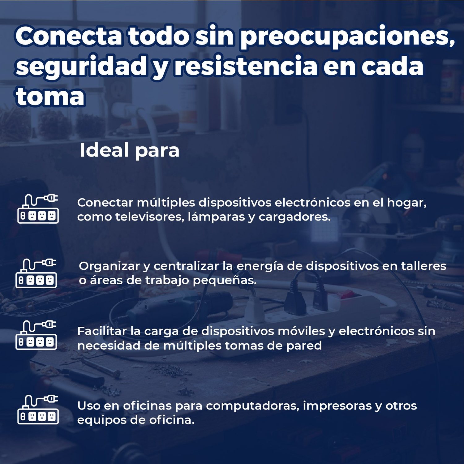 Multicontacto Extensión Barra 4 Entradas Volteck