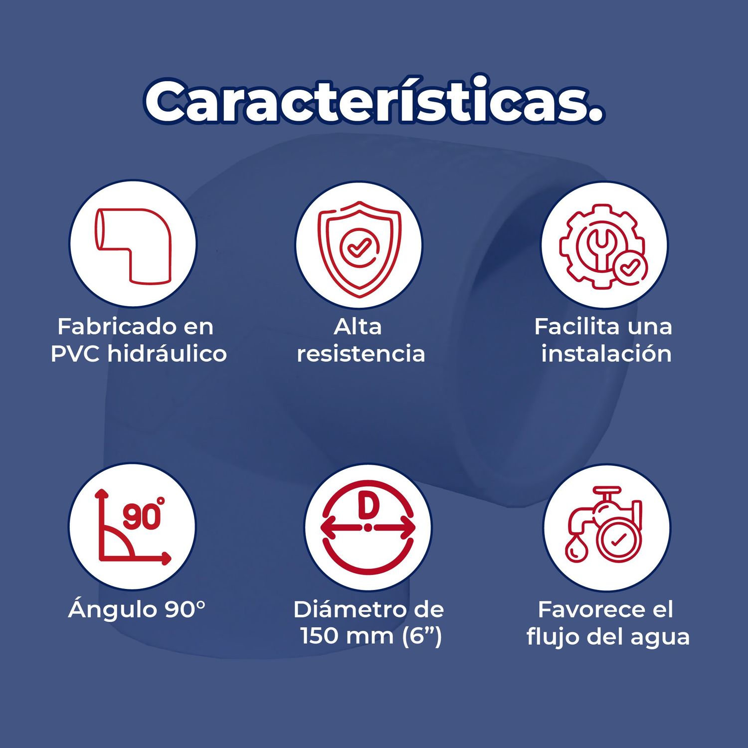 Codo PVC Hidráulico Cedula 40 90 x 150 mm 6