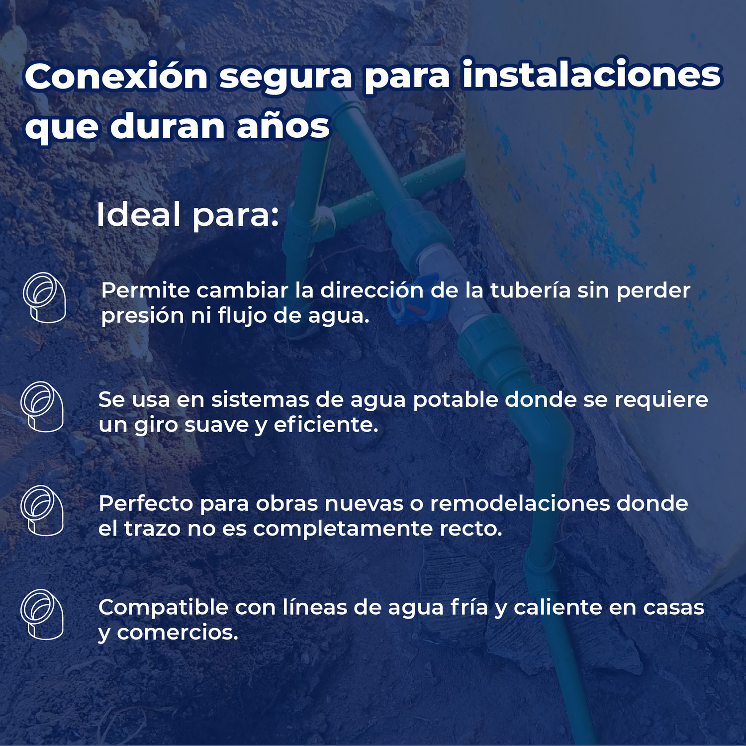 Codo Tuboplus 2½ pulgada x 45 Para Tubería Hidráulica Rotoplas