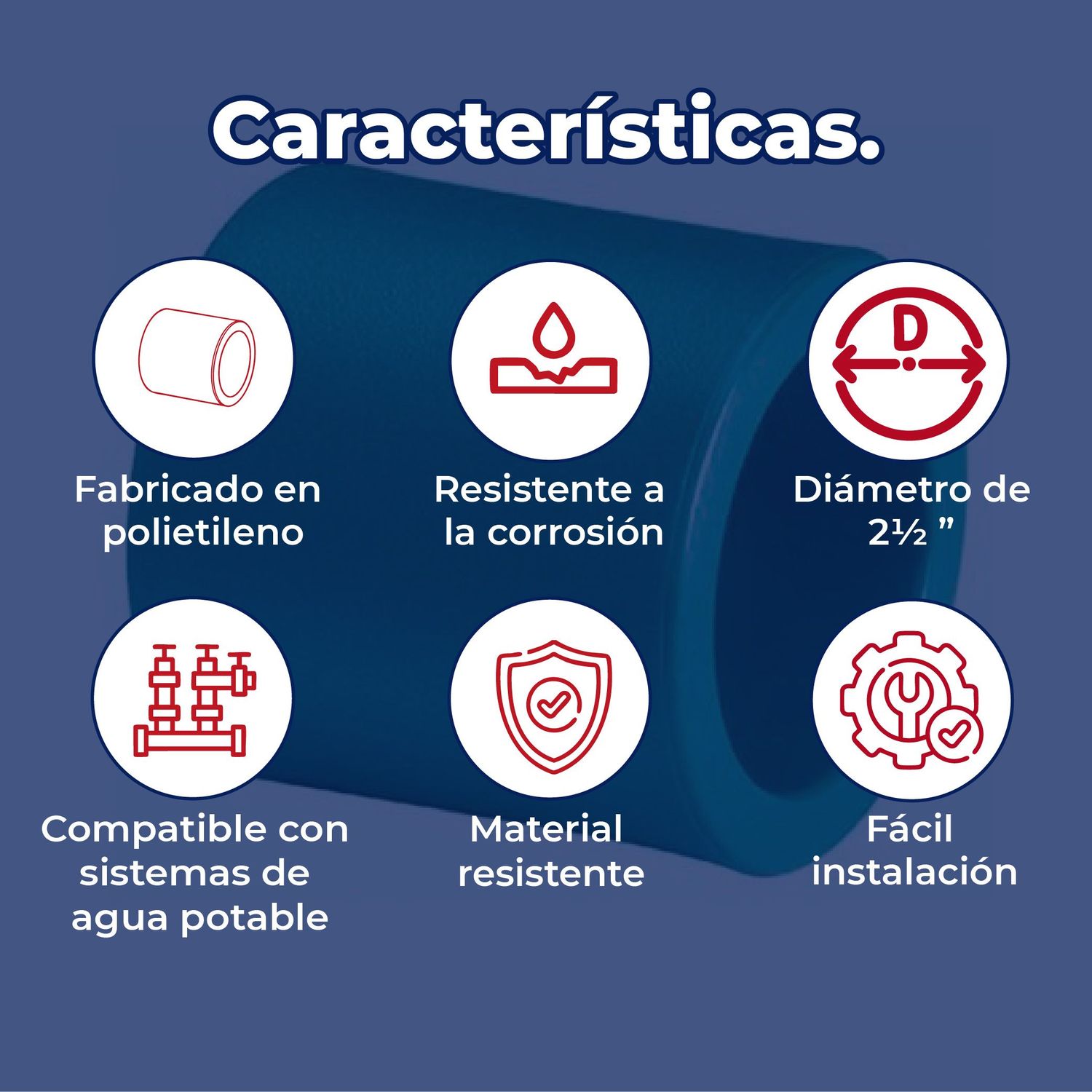 Cople Tuboplus 2½ pulg Unión Hidráulica para Tubería Rotoplas