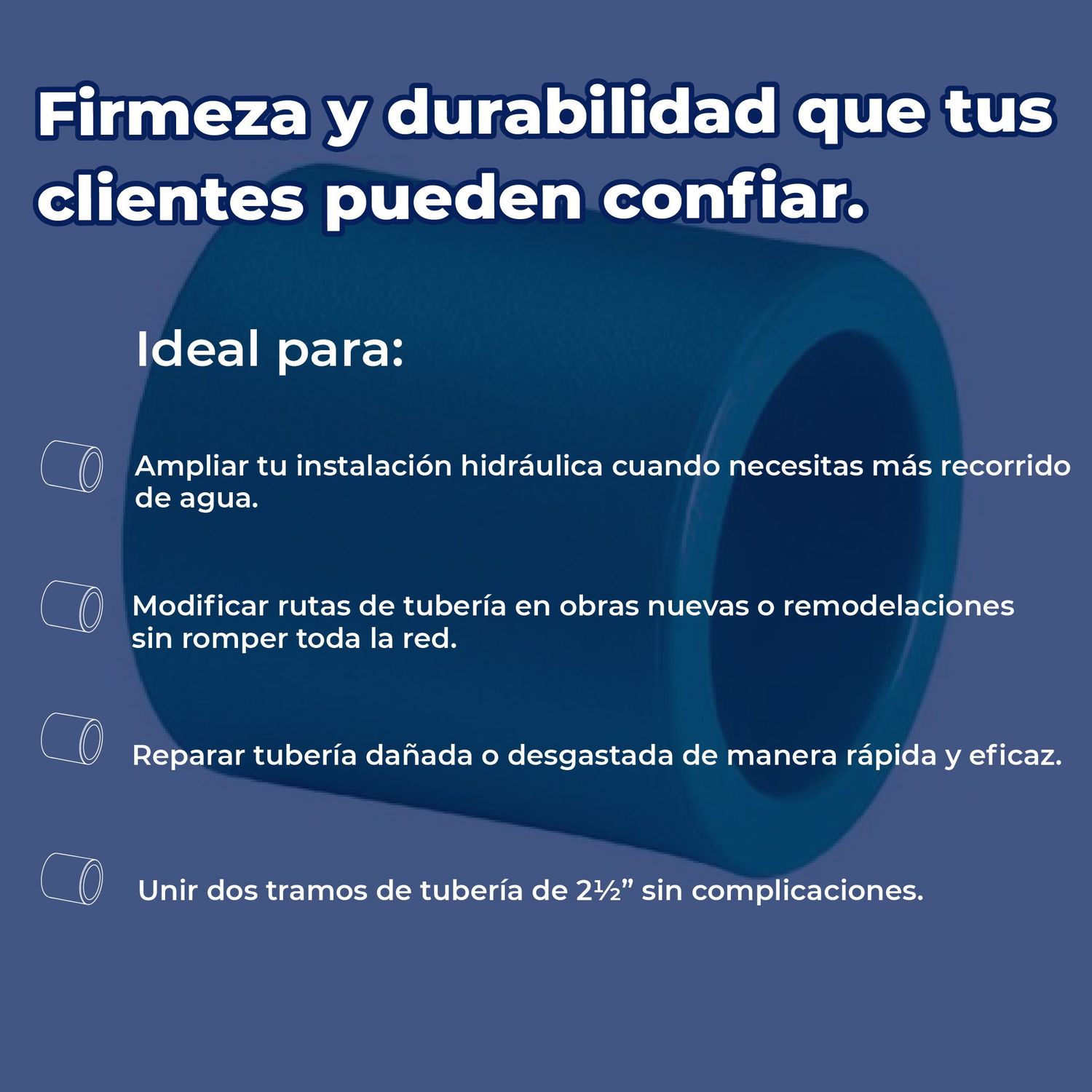 Cople Tuboplus 2½ pulg Unión Hidráulica para Tubería Rotoplas