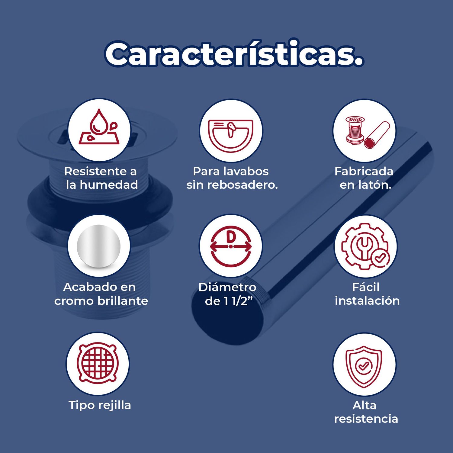 Contra de Rejilla Para Lavabo Sin Rebosadero Helvex TH0-59