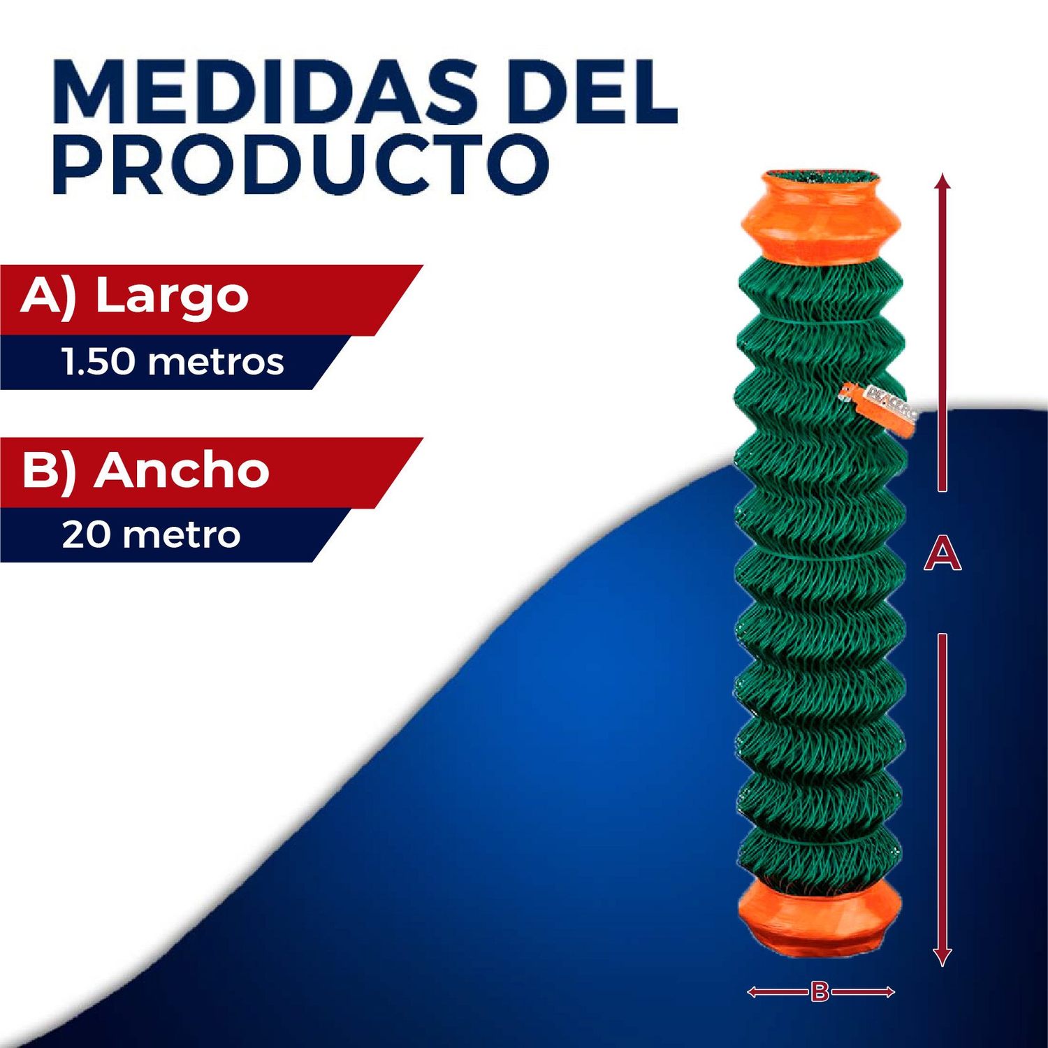 Malla Ciclónica Forrada DeAcero 1.50 x 20 M Calibre 12.5