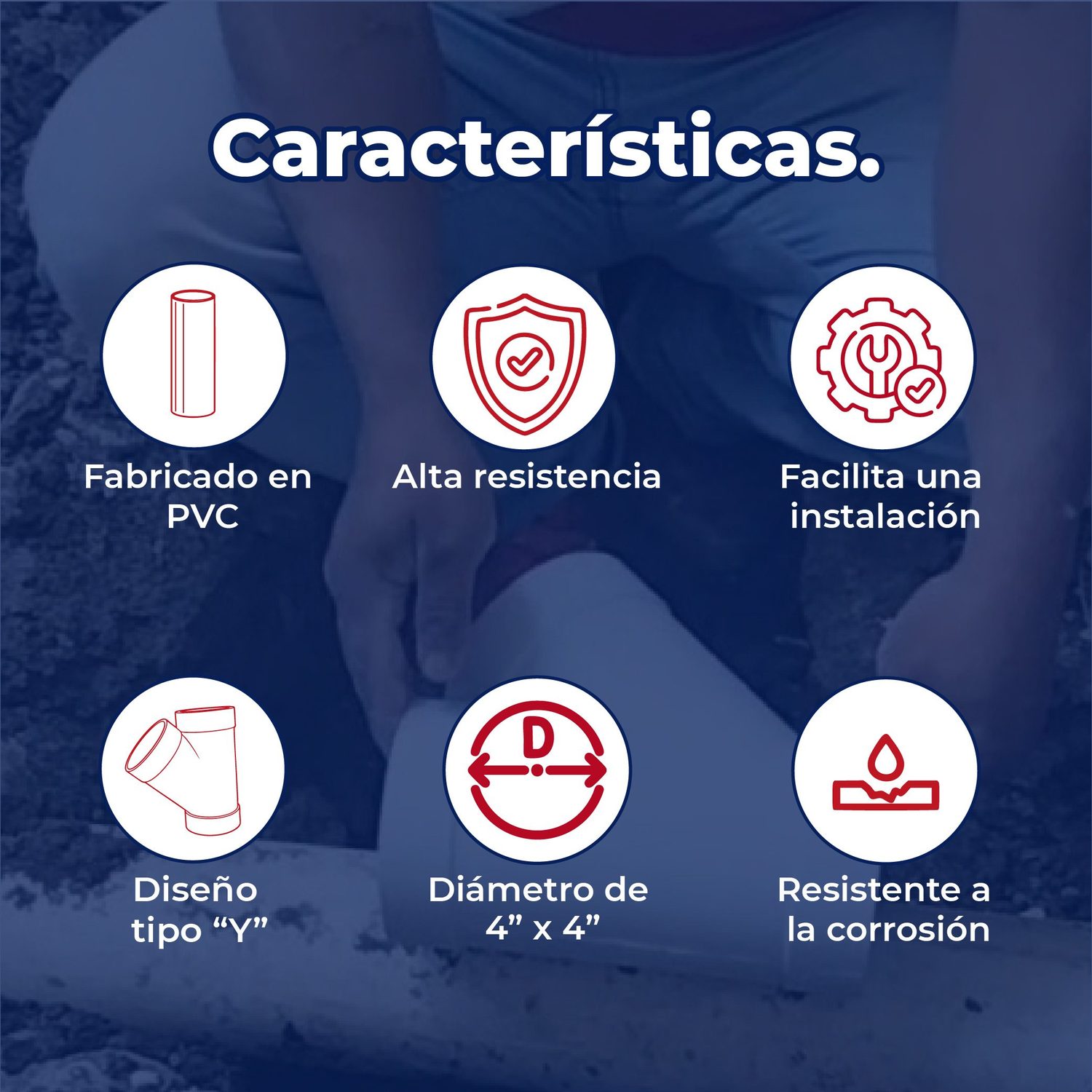 Yee Sanitaria PVC 4” x 4” (100 x 100 mm) para Drenaje