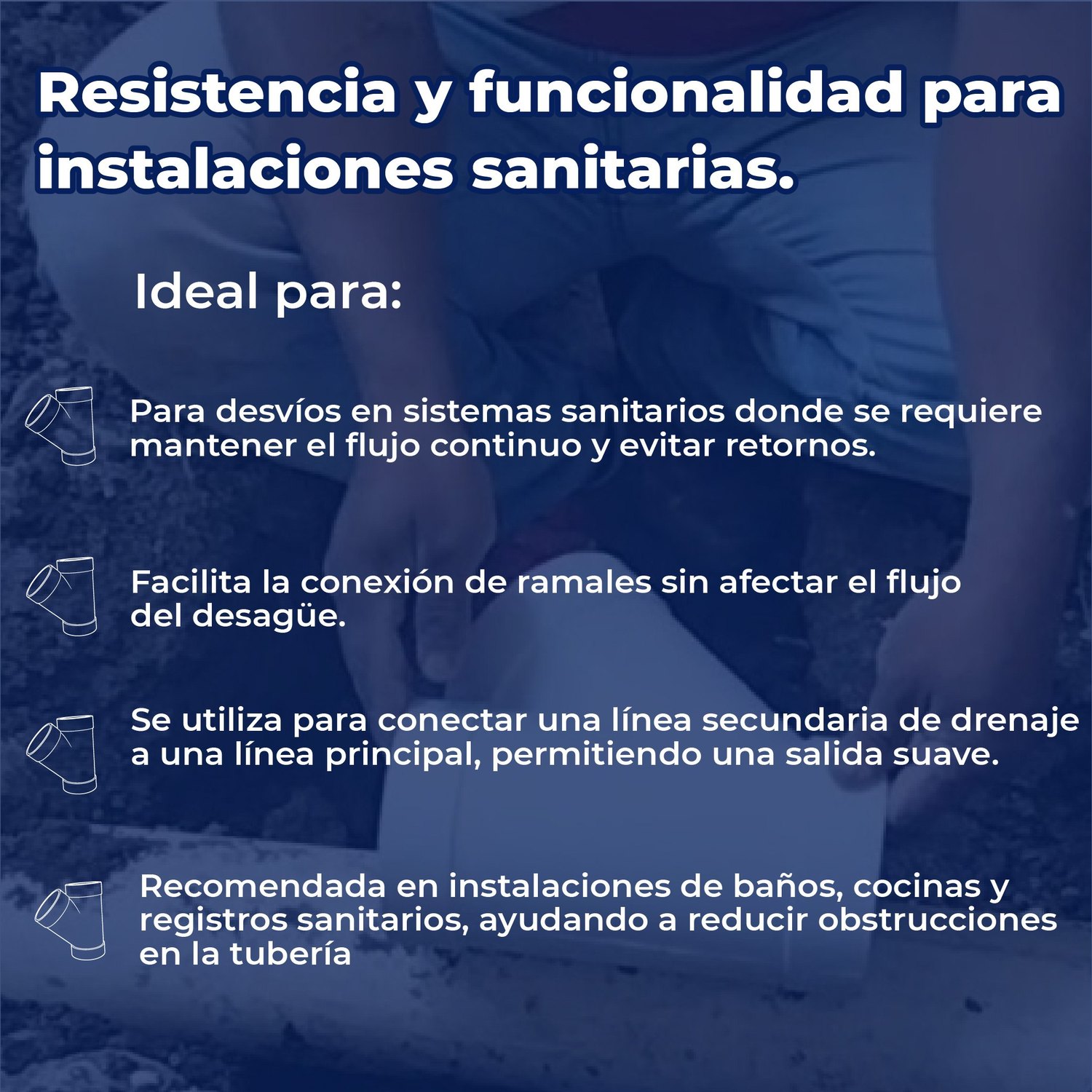 Yee Sanitaria PVC 4” x 4” (100 x 100 mm) para Drenaje