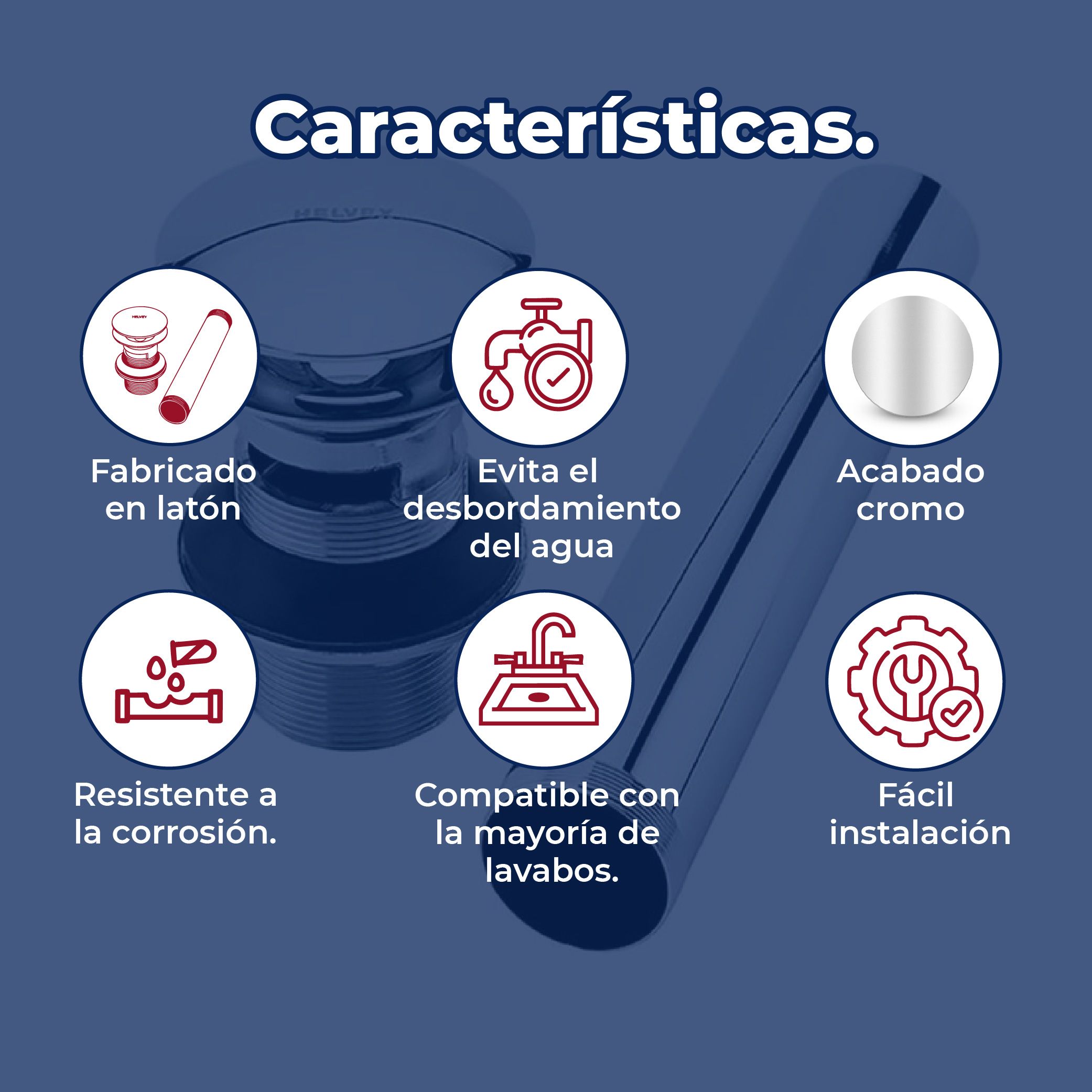 Contra Tipo Hongo para Lavabo con Rebosadero Helvex TH-062