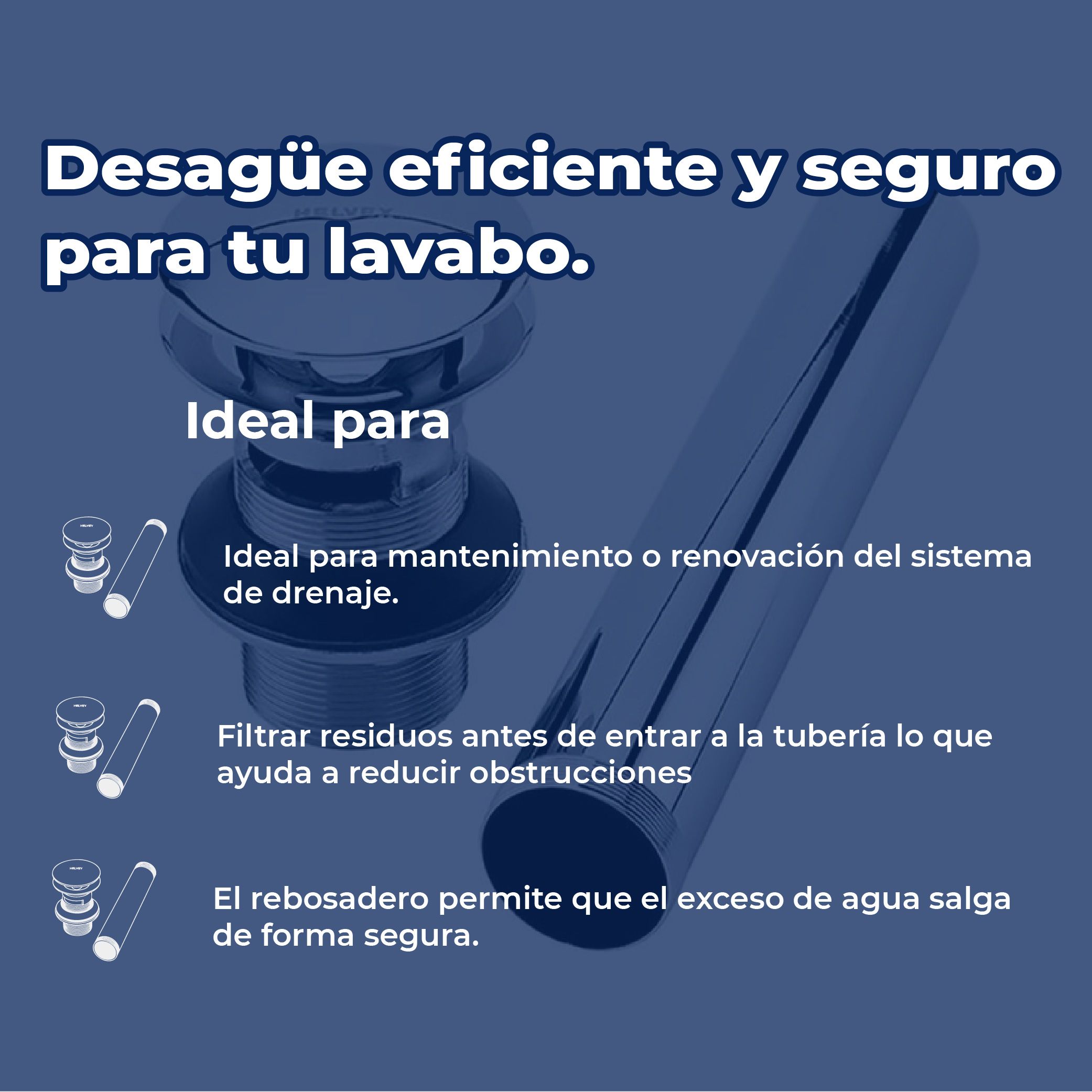 Contra Tipo Hongo para Lavabo con Rebosadero Helvex TH-062