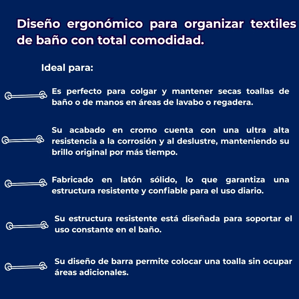 Toallero de Barra Para Baño Helvex Clásica II 205
