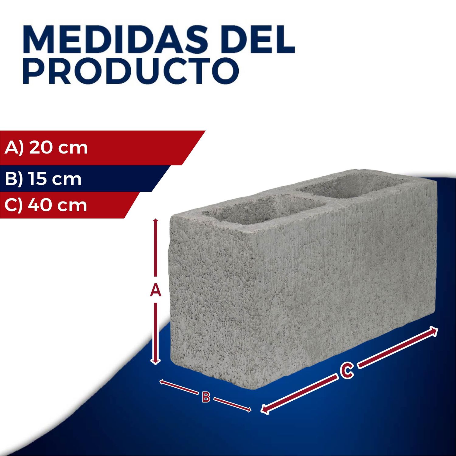 Block Doble Losa 15 x 20 x 40 cm