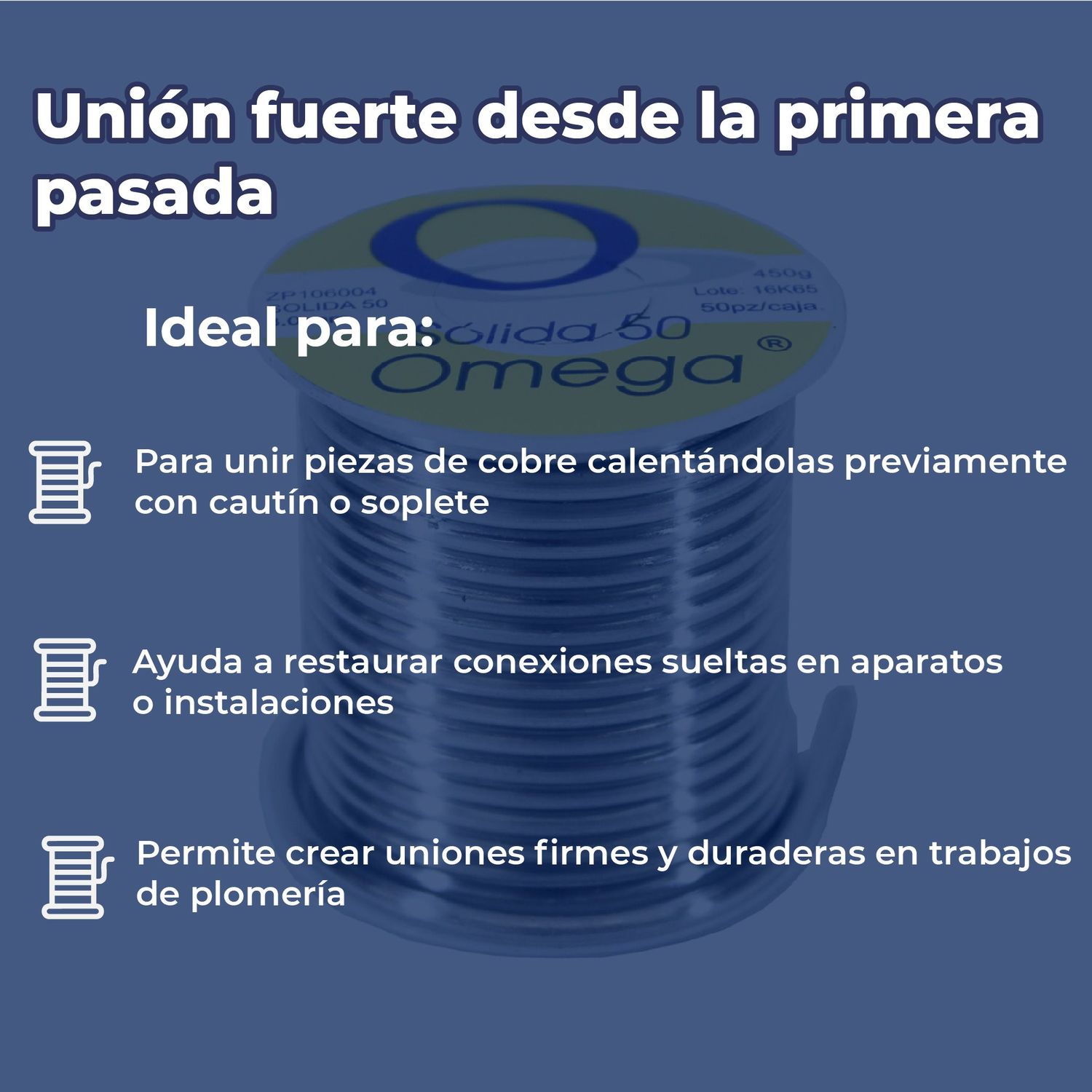 Soldadura de Estaño Solida Omega 50 50 450 gr 3 mm