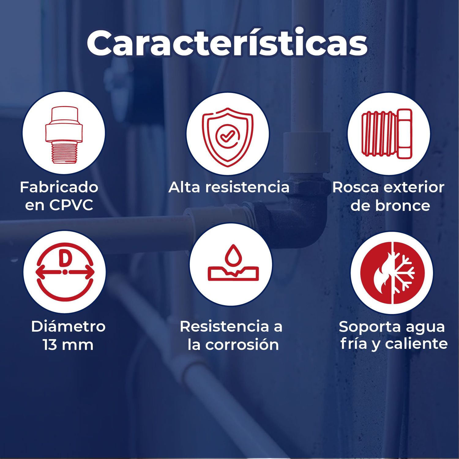 Conector CPVC Rosca Exterior Bronce 13 mm