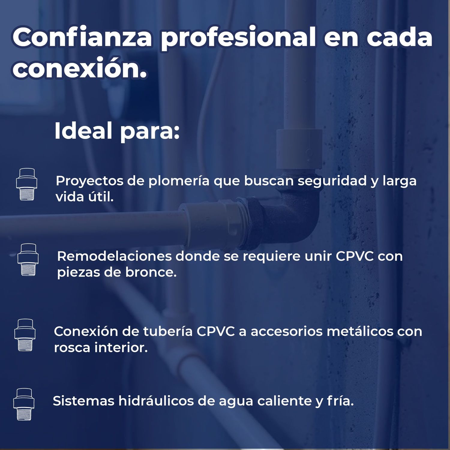 Conector CPVC Rosca Exterior Bronce 13 mm