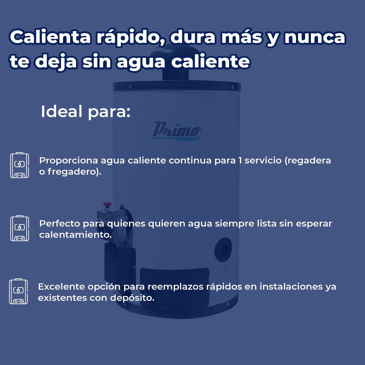 Calentador Depósito Automático 38 L Iusa Primo Gas LP 1 Servicio