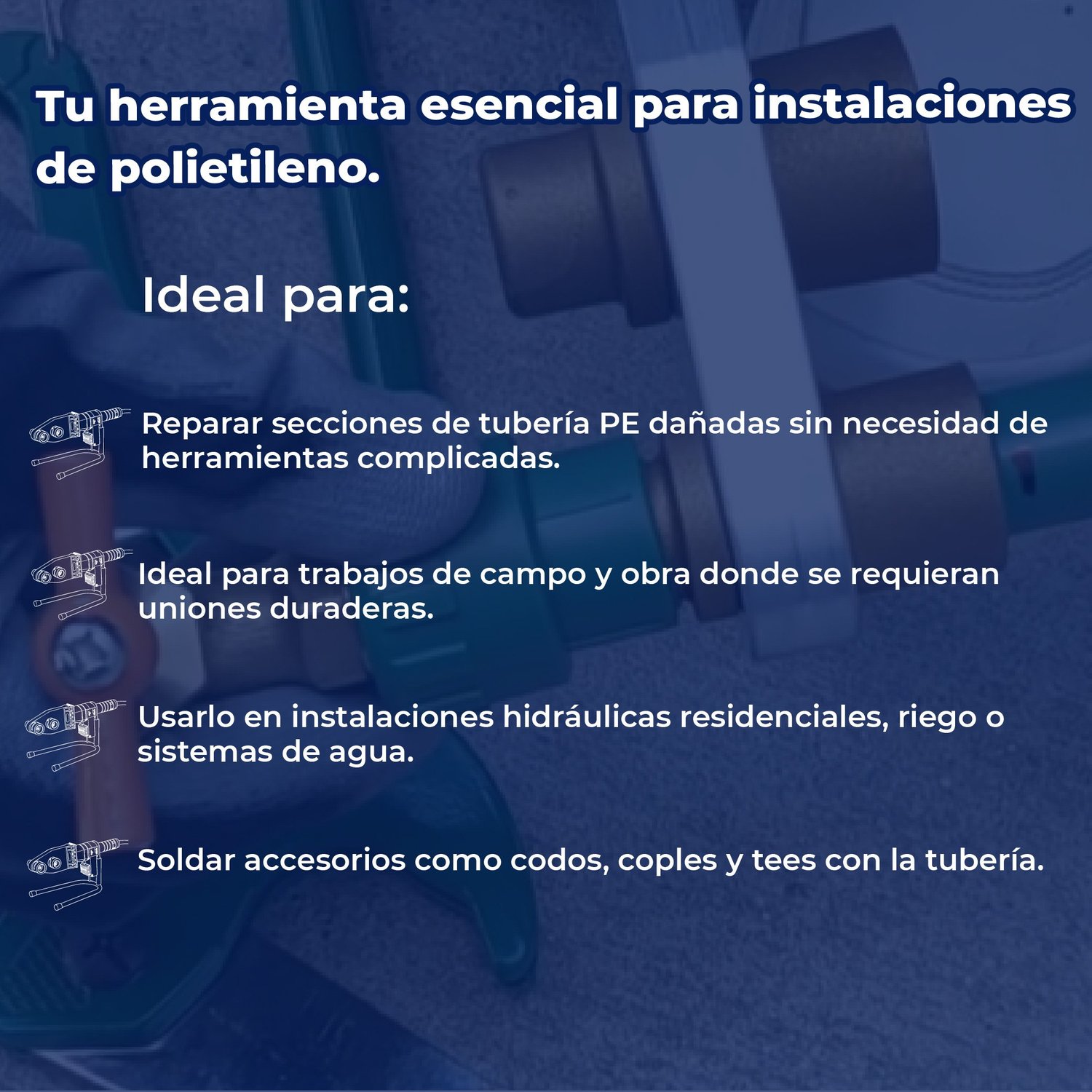 Termofusor Tuboplus de hasta 63 mm con dados 20/25 mm 800 W