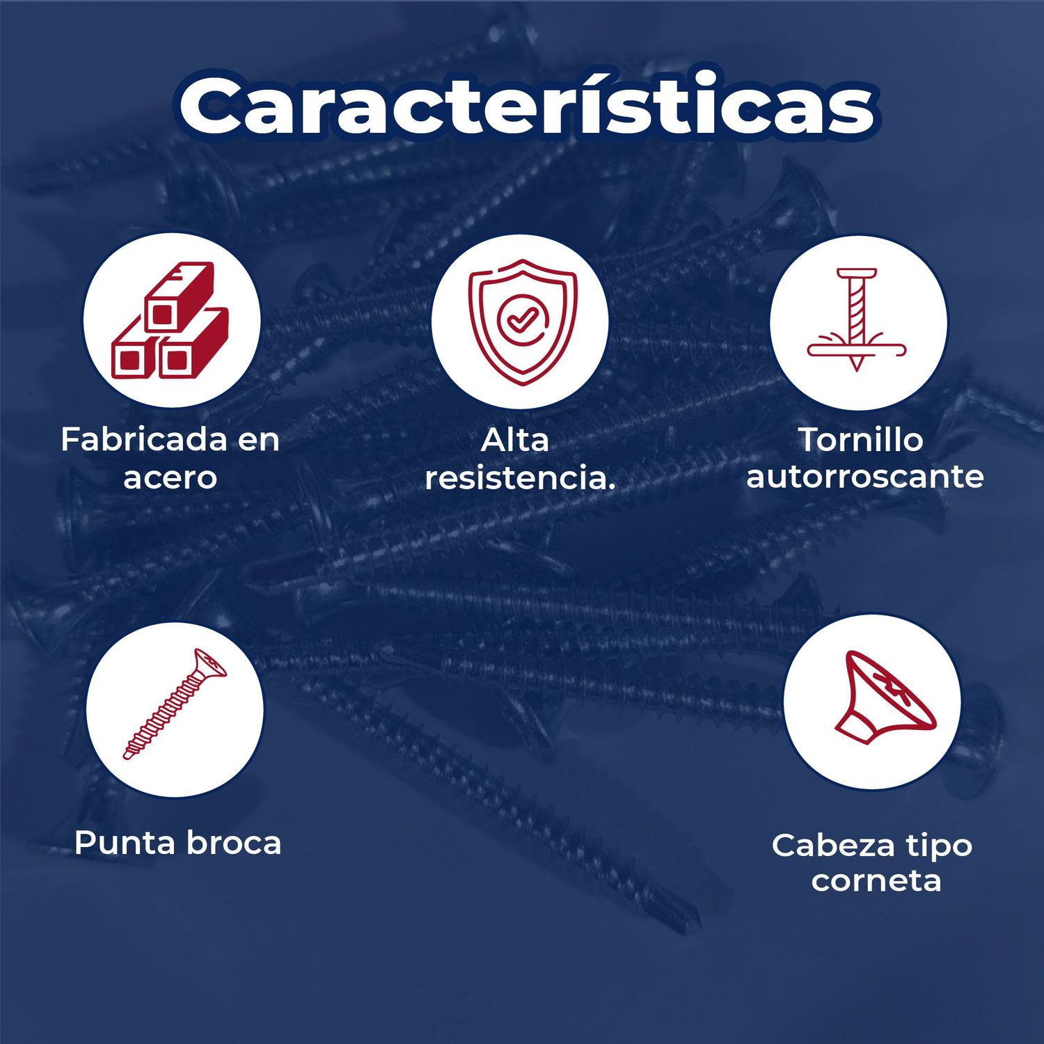 Tornillo Punta Broca Cabeza Corneta 6 x 1 5/8 pulg