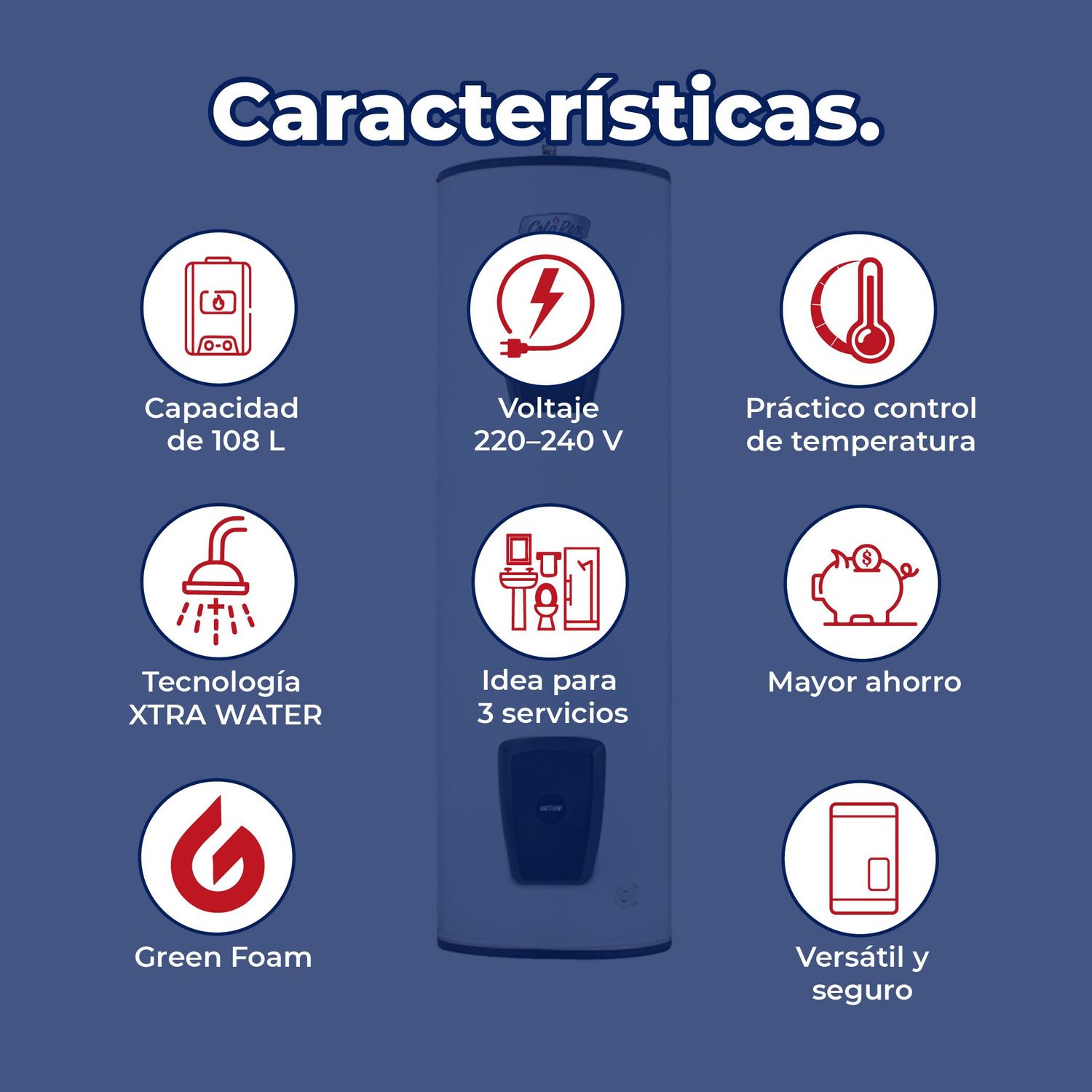 Calentador Depósito Eléctrico Calorex Vattium 108 L 3 Servicios