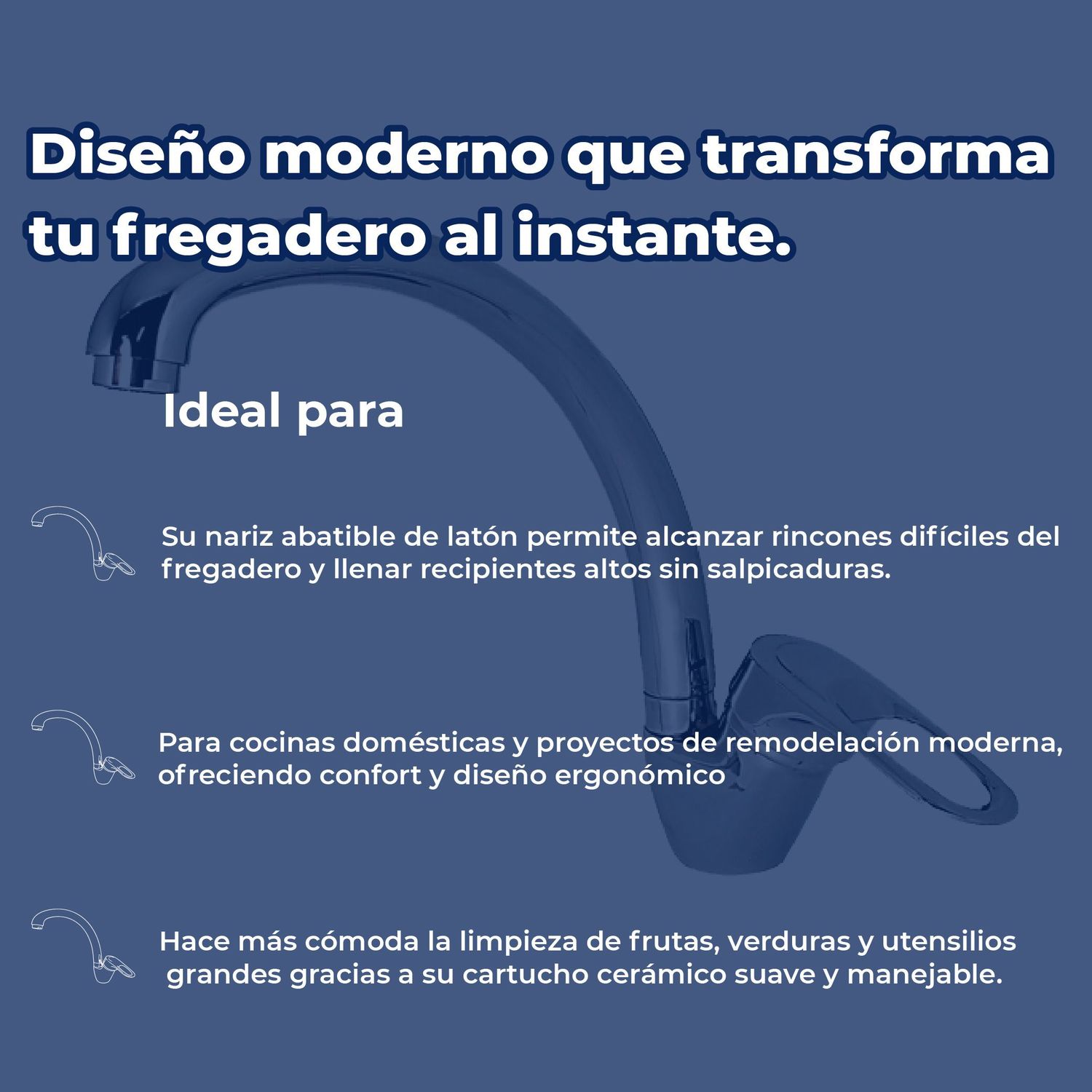 Llave Mezcladora Para Monoblock de Fregadero al piso Rugo 7C