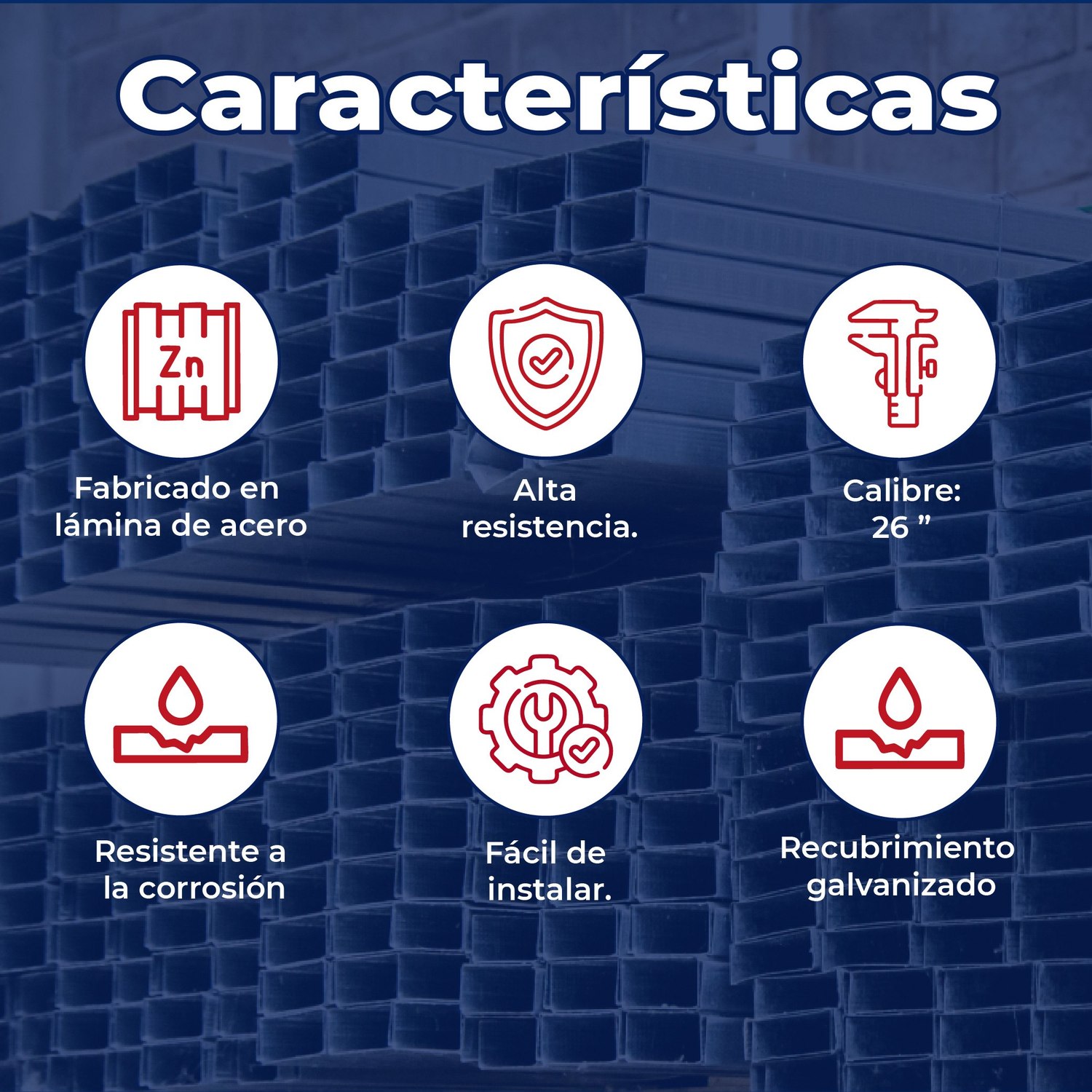 Poste Metálico Calibre 26 4.10X2.44 M