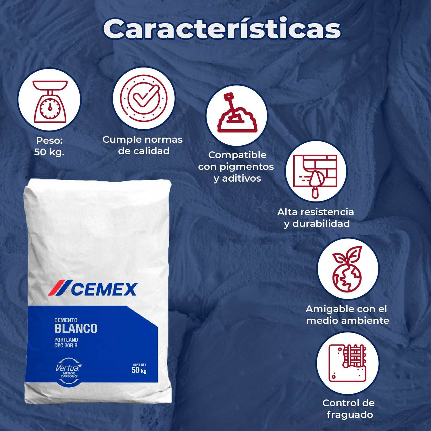 Cemento Blanco Cemex 50 kg