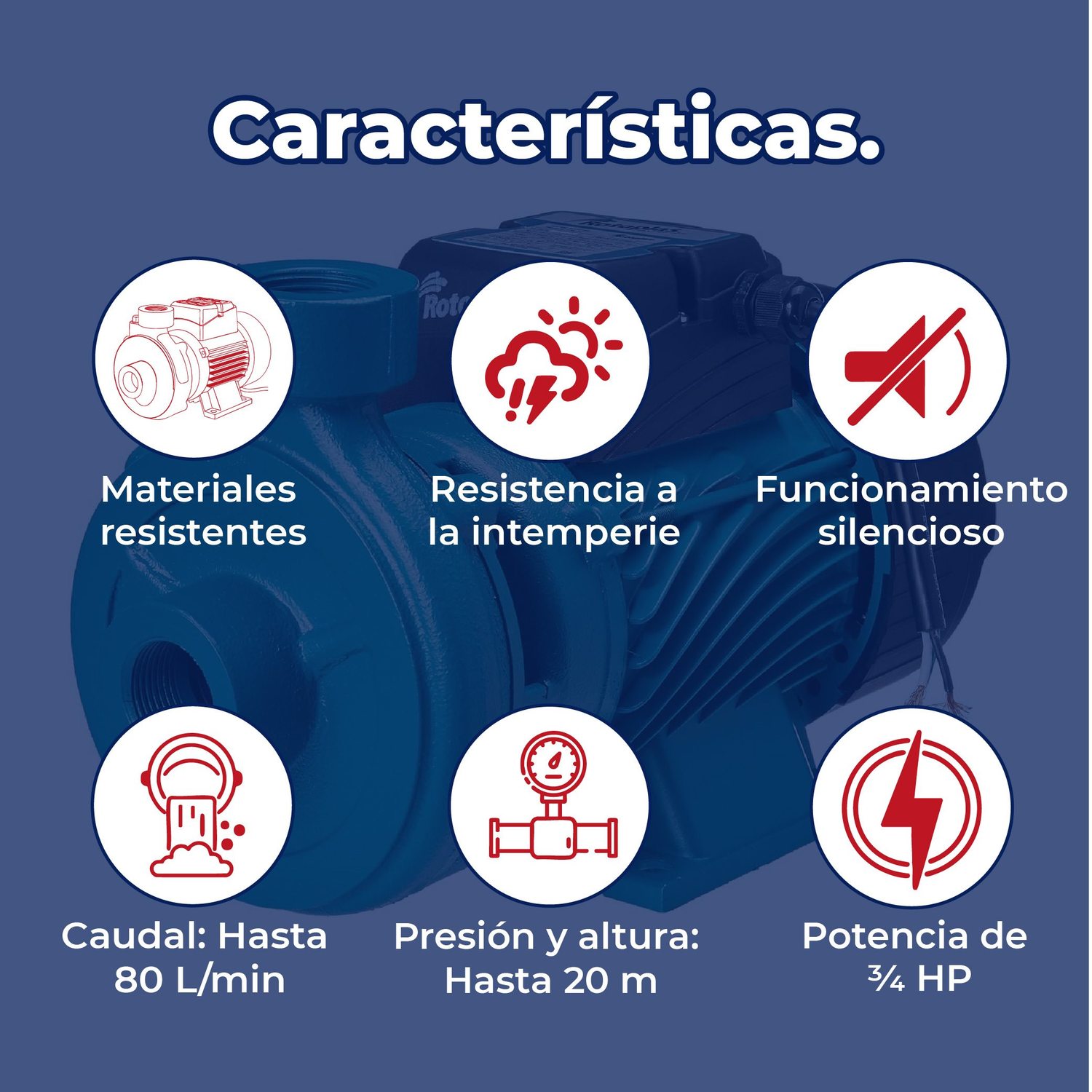 Bomba Centrífuga Rotoplas ¾ HP 110 V Uso Doméstico