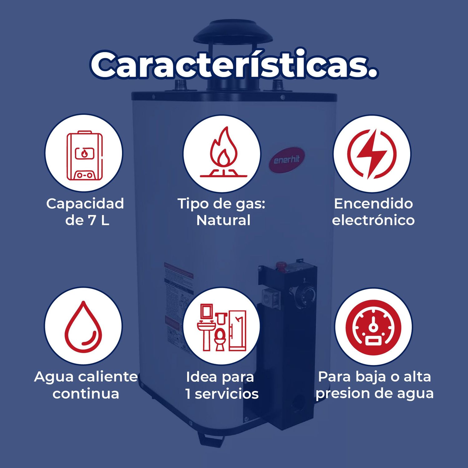 Calentador de Paso Iusa Enerhit Gas Natural 7 L