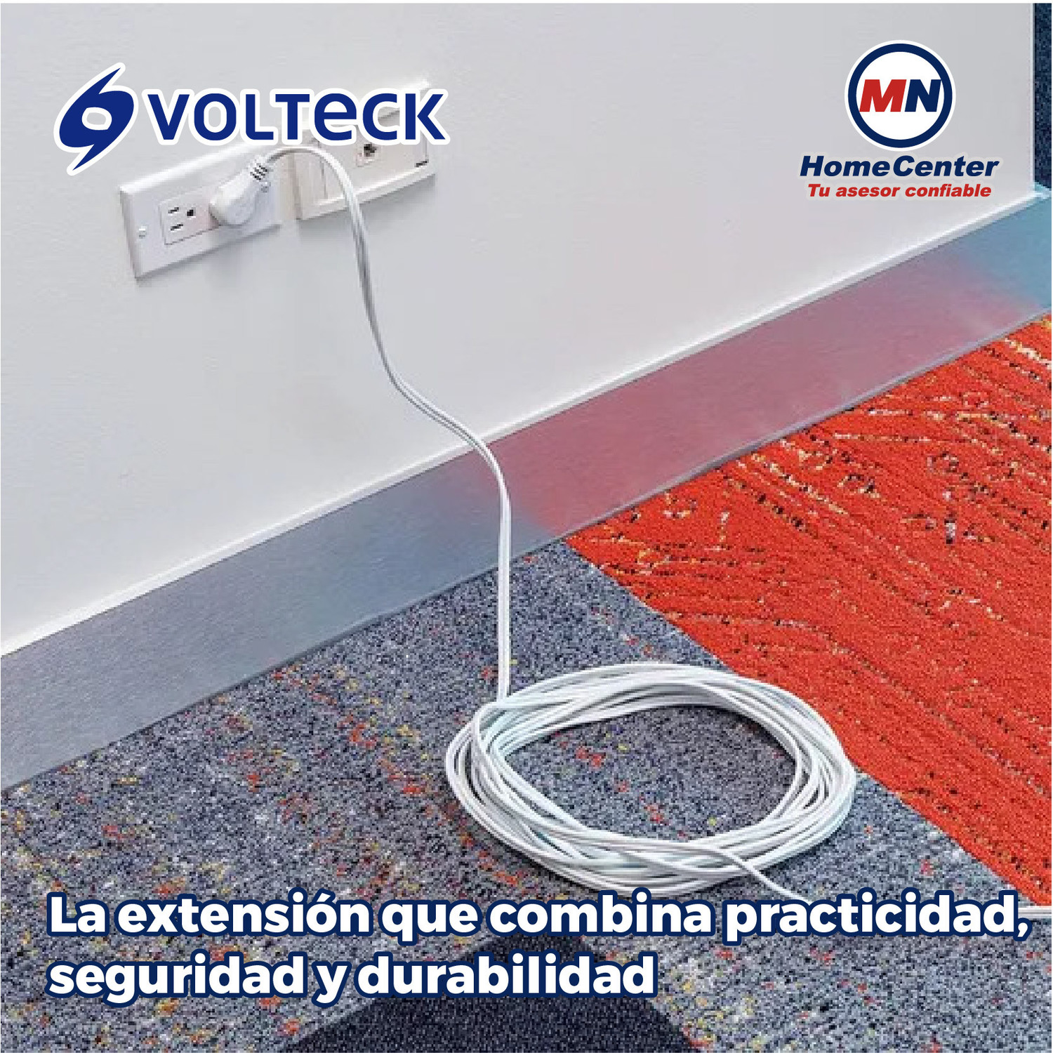 Extensión Eléctrica Doméstica marca Volteck 8 m Blanca