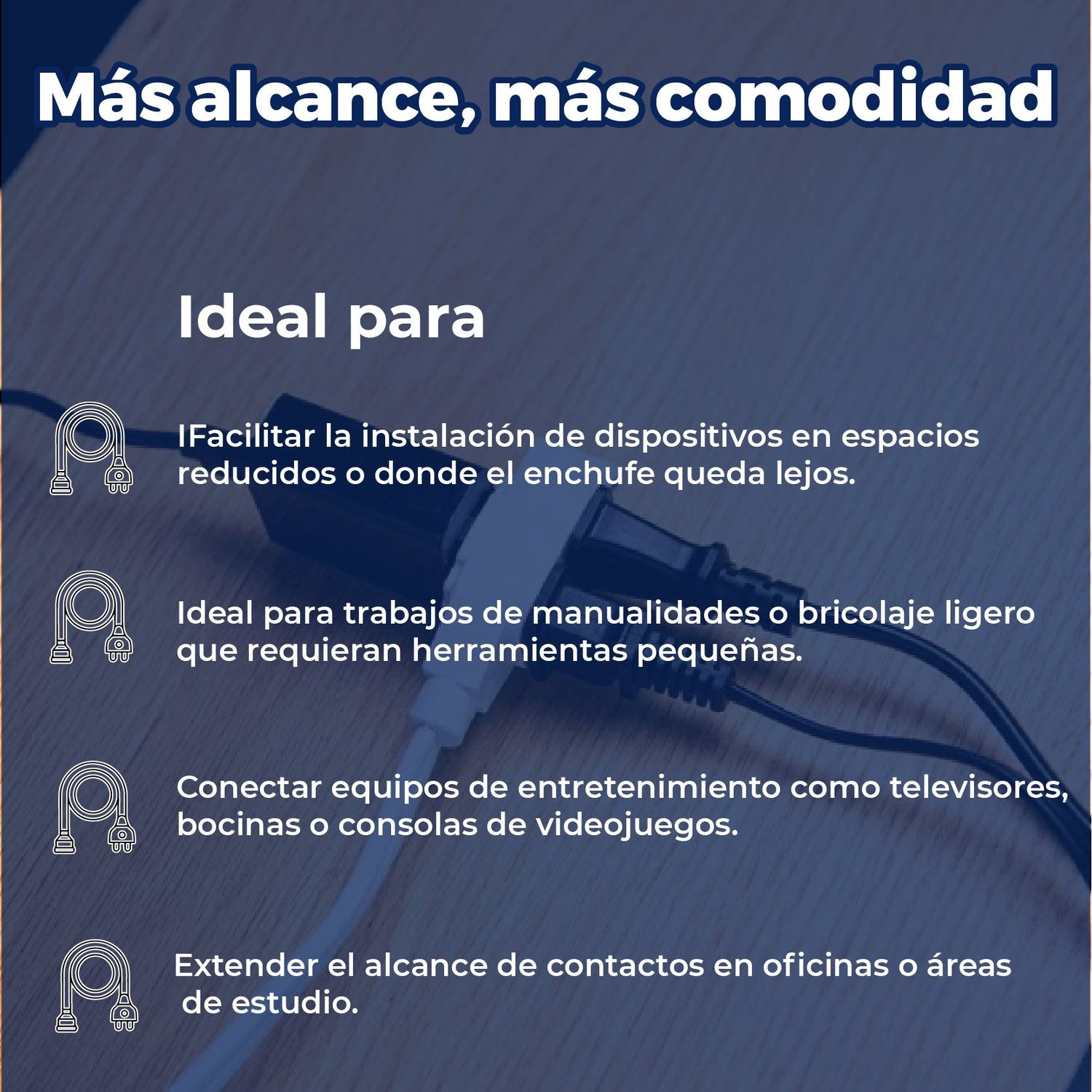 Extensión Eléctrica Doméstica marca Volteck 8 m Blanca