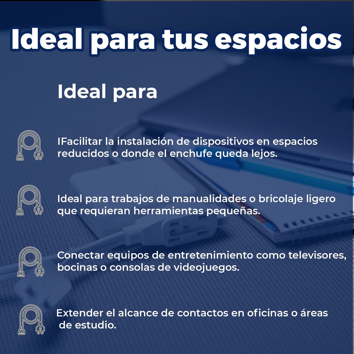 Extensión Eléctrica Doméstica marca Volteck 6 m Blanca