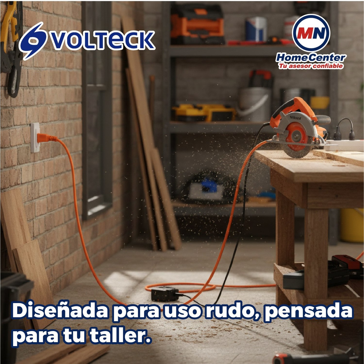 Extensión Eléctrica Uso Rudo Volteck 25 m Calibre 16 Naranja