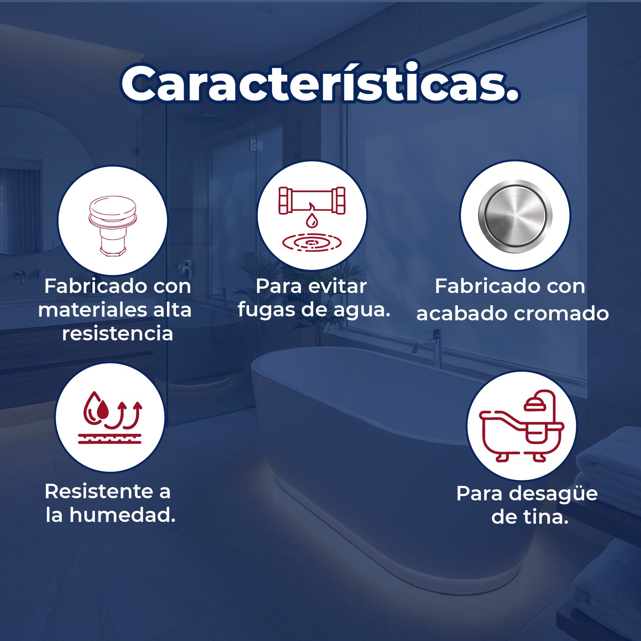 Tapón Con Diafragma Helvex Para Desagüe de Tina Sh-118 Cromo