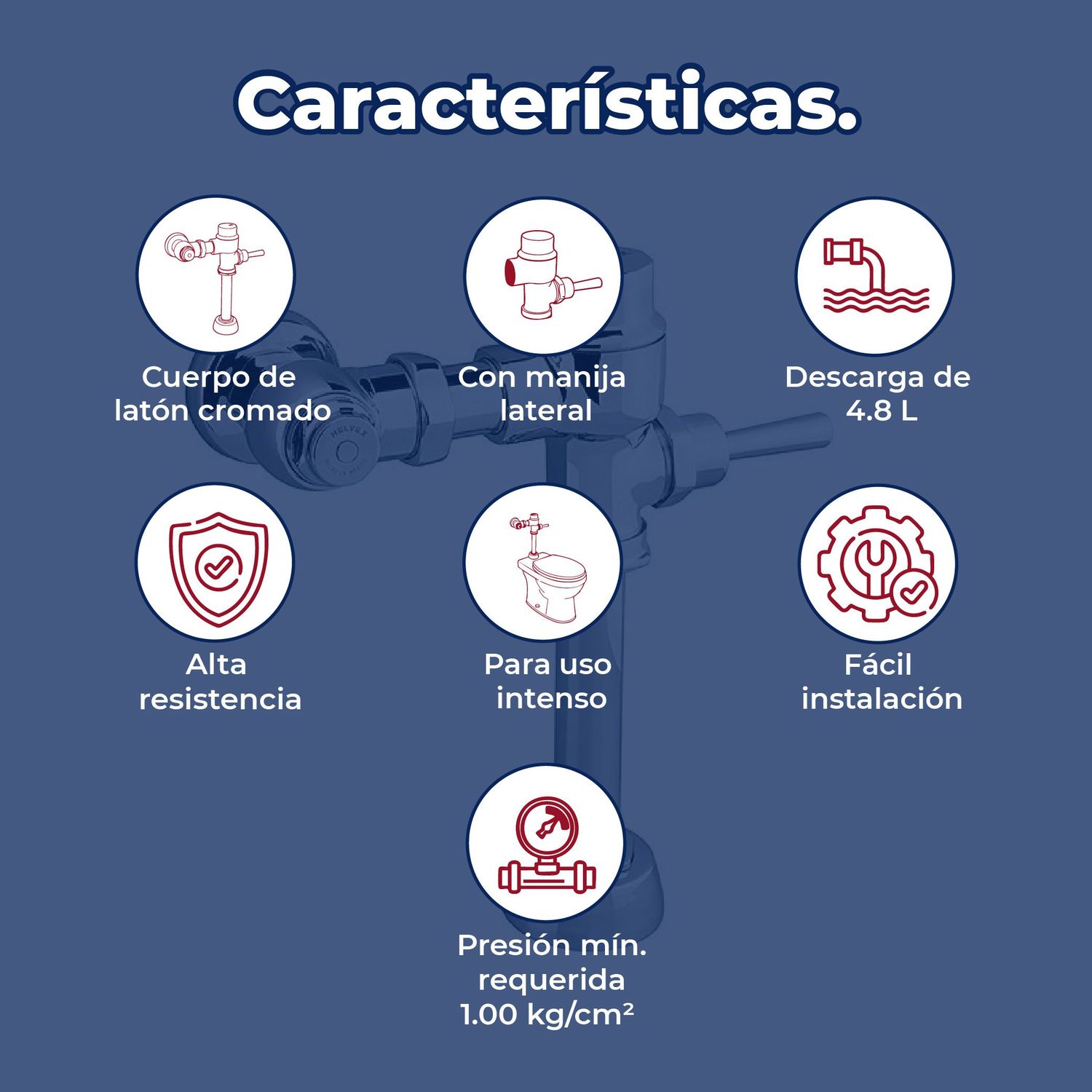 Fluxómetro con Manija para WC Helvex 38 mm 110-WC-4.8