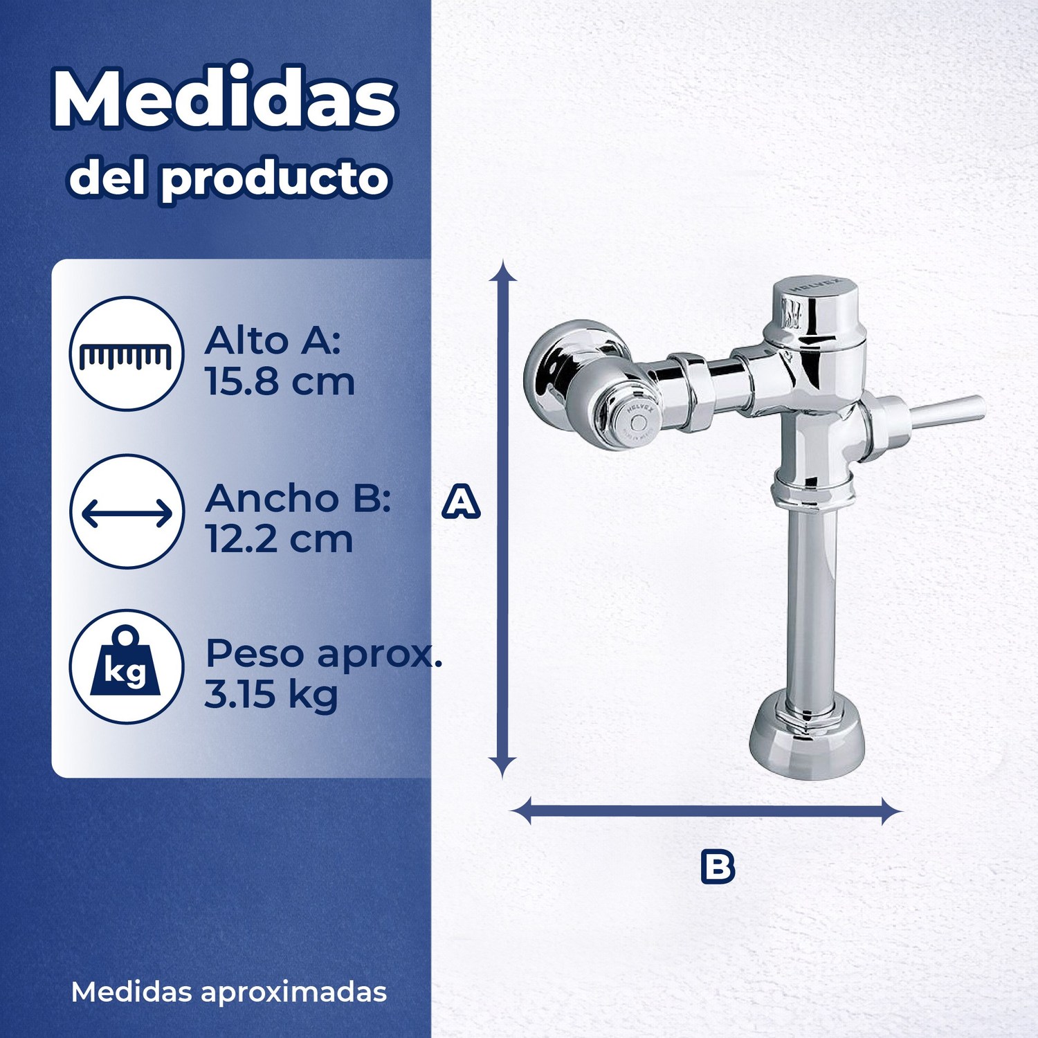 Fluxómetro con Manija para WC Helvex 38 mm 110-WC-4.8