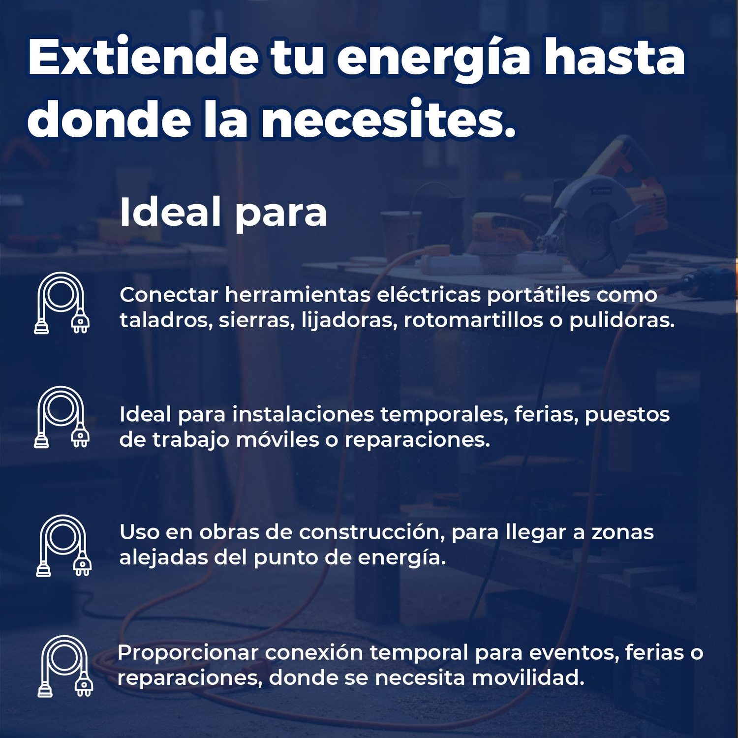 Extensión Eléctrica Volteck Naranja 8 m