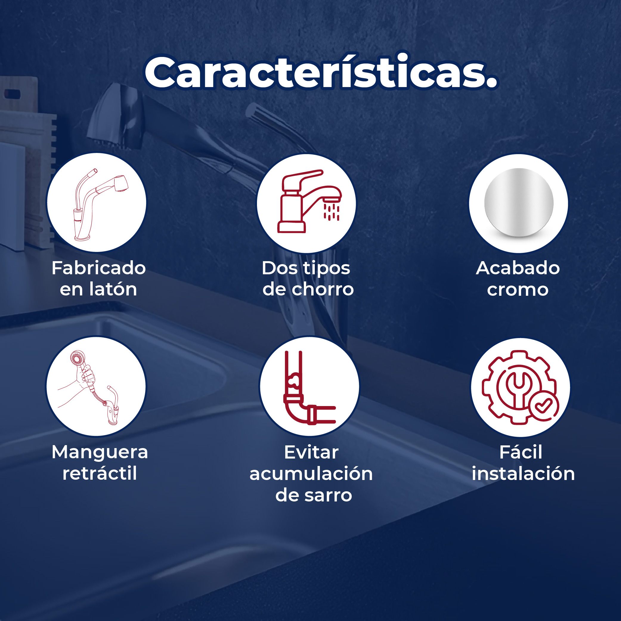 Llave Monomando Con Manguera Retráctil Anticalcáreo Helvex E-306