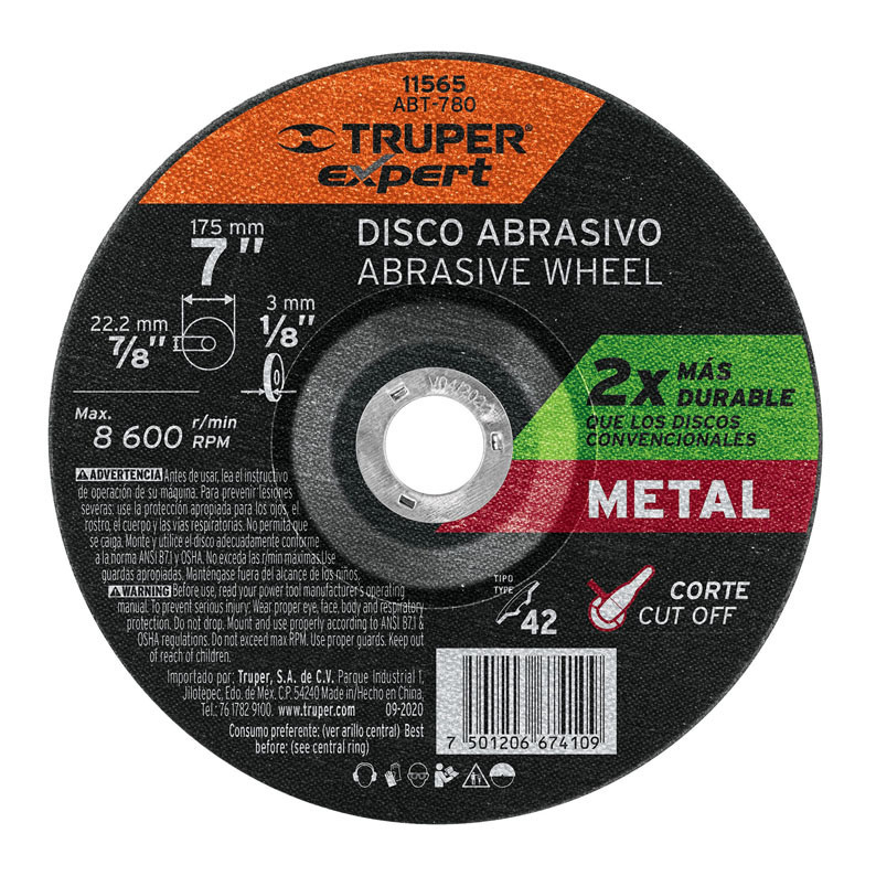 Disco Corte Metal 7 pulg Truper