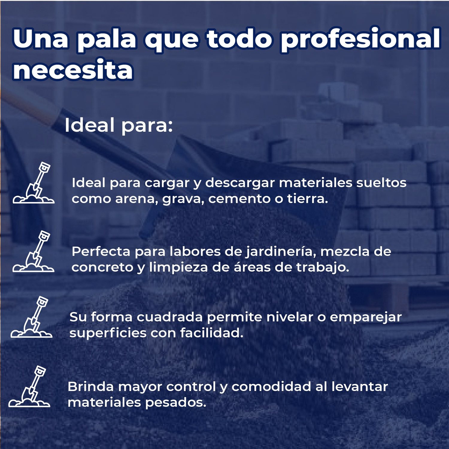 Pala cajuelera cuadrada, puño "D" mango de madera, Truper