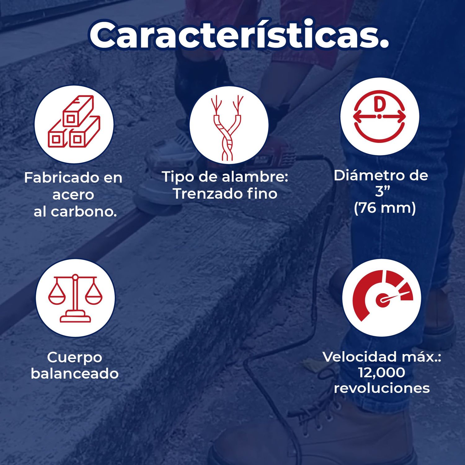 Carda Copa Alambre Trenzado Fino 3 pulg Truper 5/8