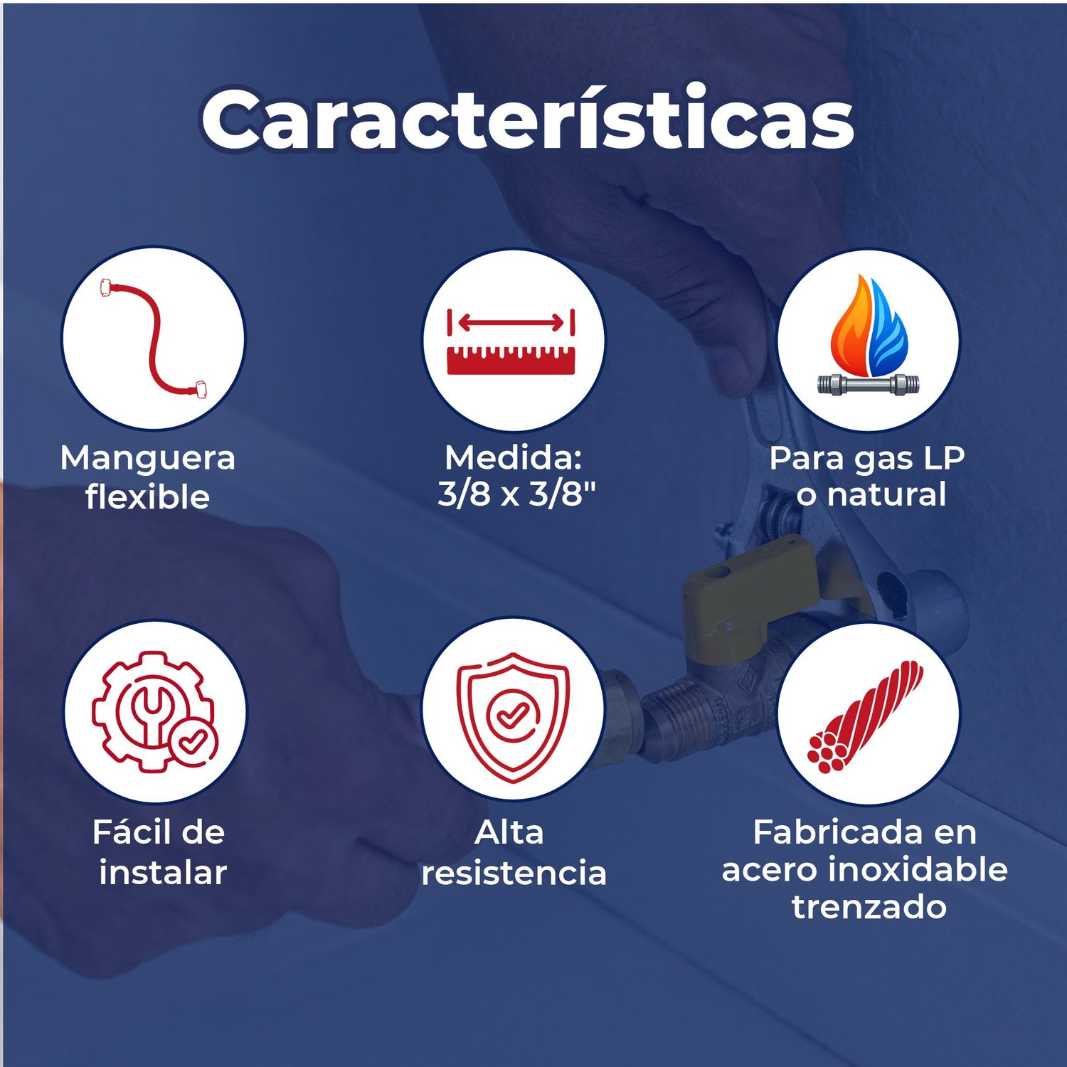 Manguera Conector Flexible Para Gas 3/8 x 3/8 pulg x 1 m Coflex