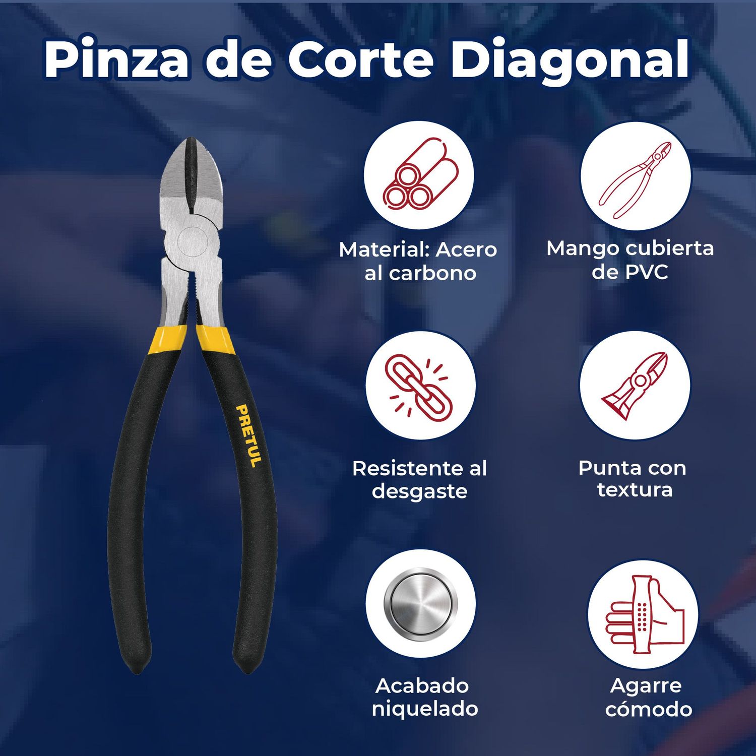 Juego de 4 pinzas mango de vinil Pretul