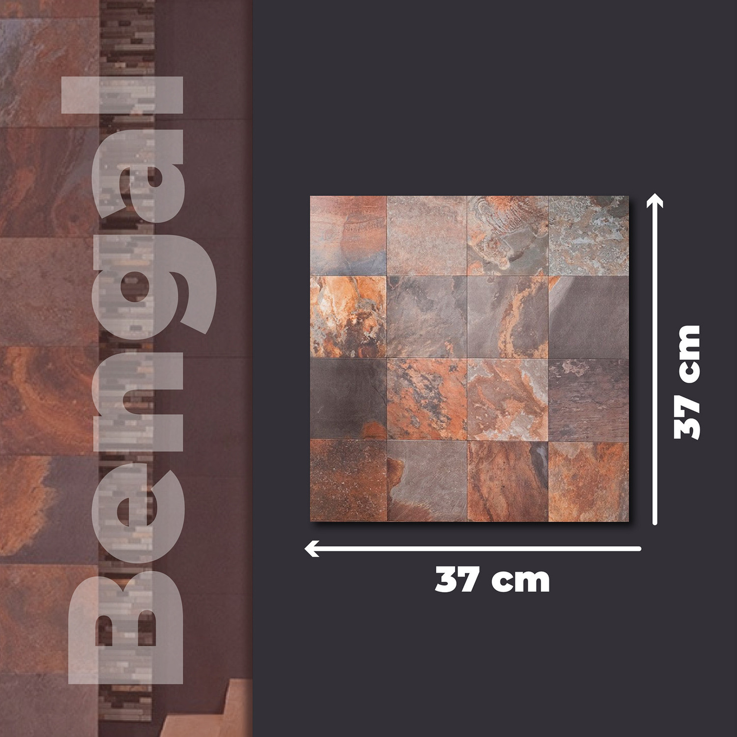 Piso Bengal Slate Daltile 45 x 45 cm Multicolor