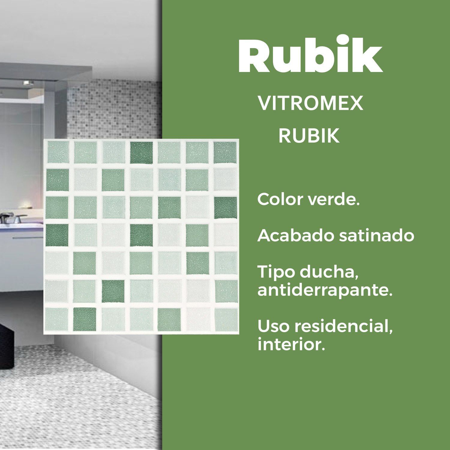 Piso Rubik Verde Vitromex 20x20 cm