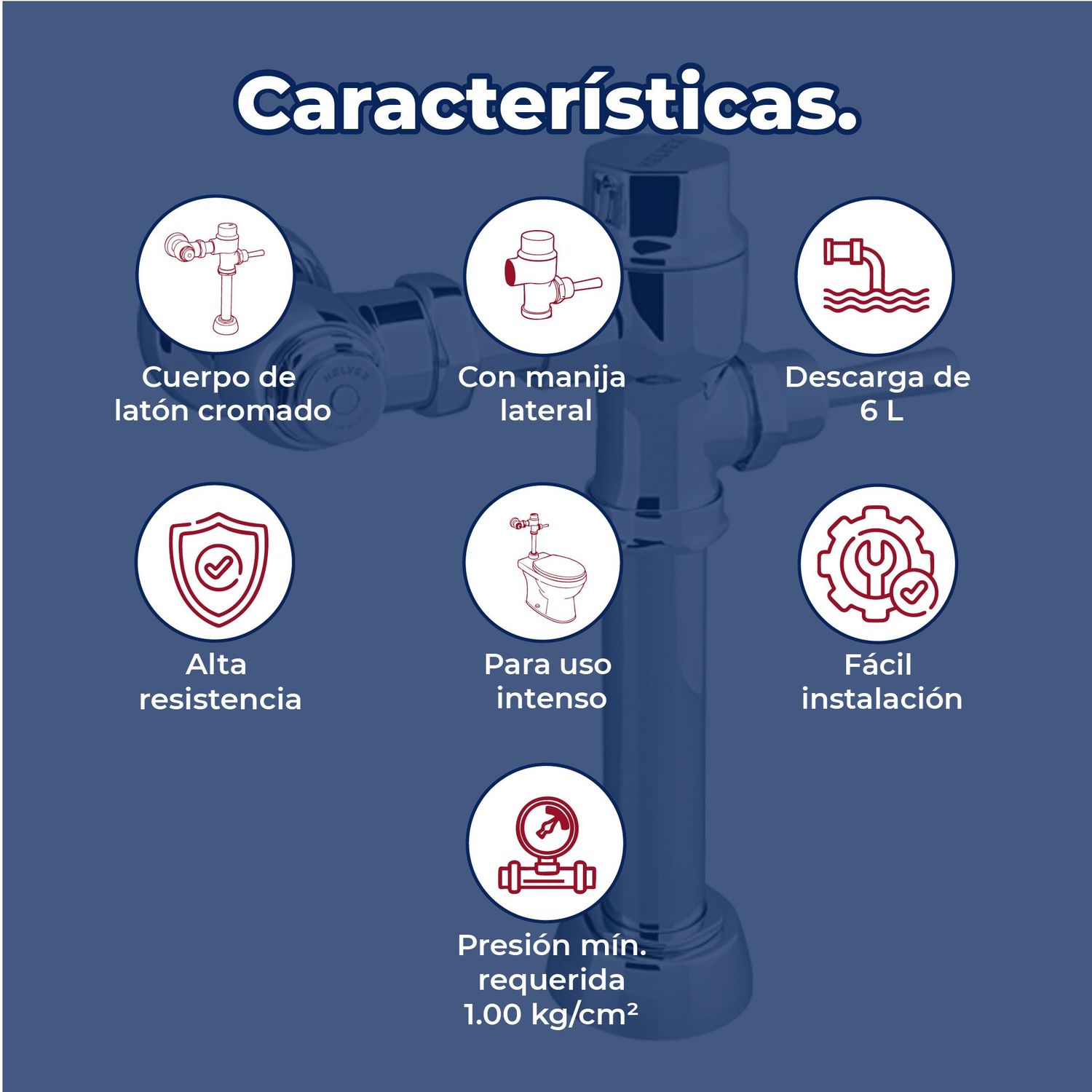 Fluxómetro de Manija Sanitario Helvex 1 L Spud 19 mm 185-19-1