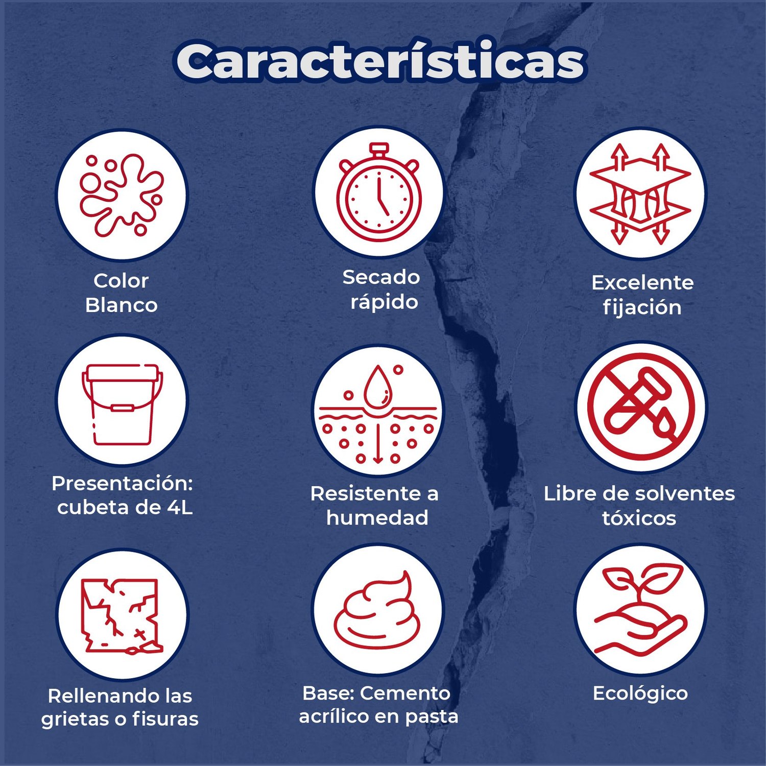 Resanador Grietas Cemento Acrílico Plasticril Blanco 4l